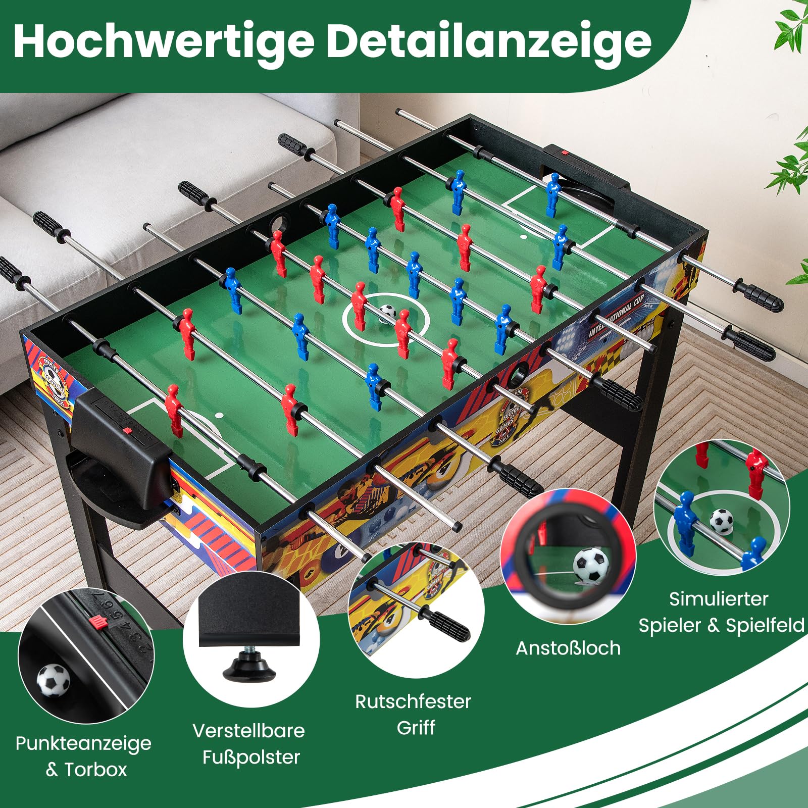 GOPLUS 12 in 1 Spieltisch, Multifunktionstisch mit Tischfußball, Billard, Tischtennis, Hockey, Bowling, Shuffleboard und mehr, Kombi-Tischspiel-Set für Kinder und Erwachsene