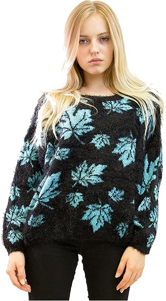 Knitted Fluffy Maple Leaf Leaves Print 