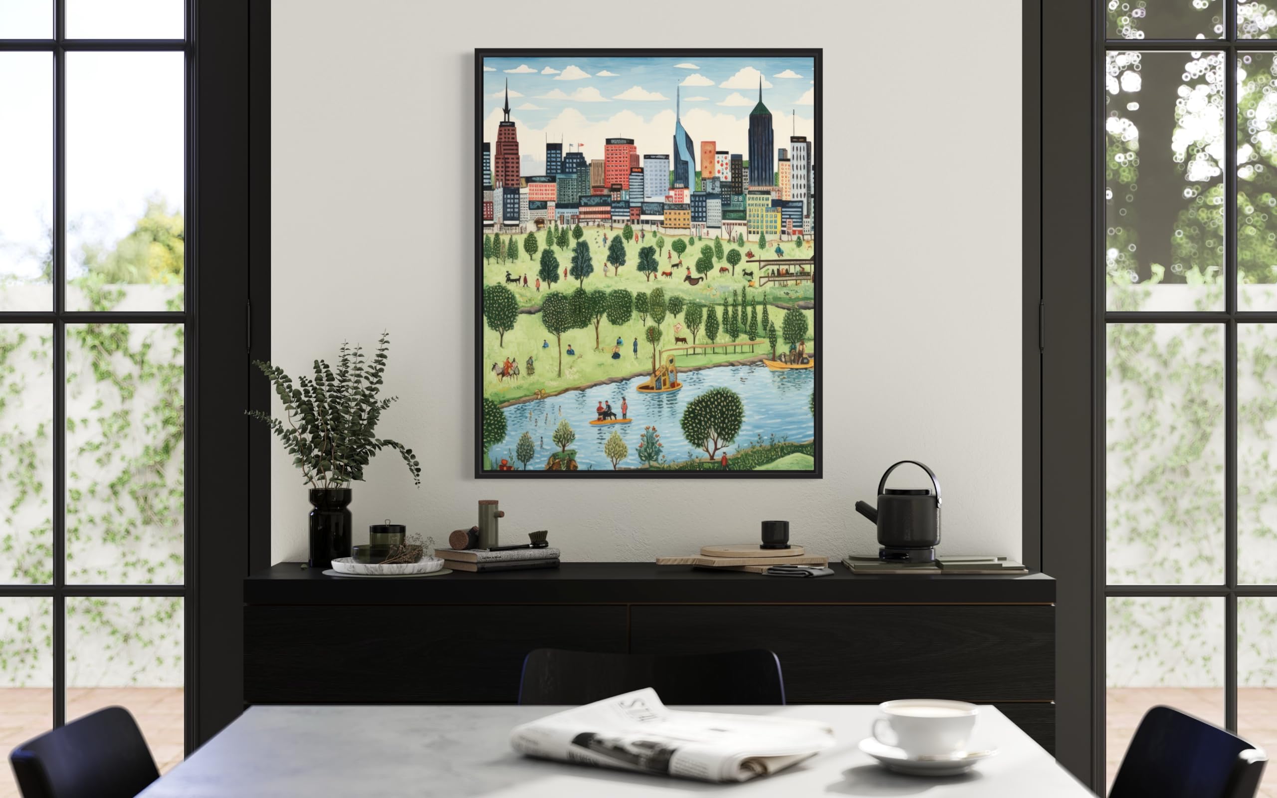 Amazon.com: 納什維爾田納西州海報藝術印刷品,城市天際線美國民間藝術,天真藝術作品PIcture繪畫裝飾,適用於臥室、浴室、客廳。 ( 田納西州納什維爾,11 x 14 英吋(無框)) : 居家與廚房