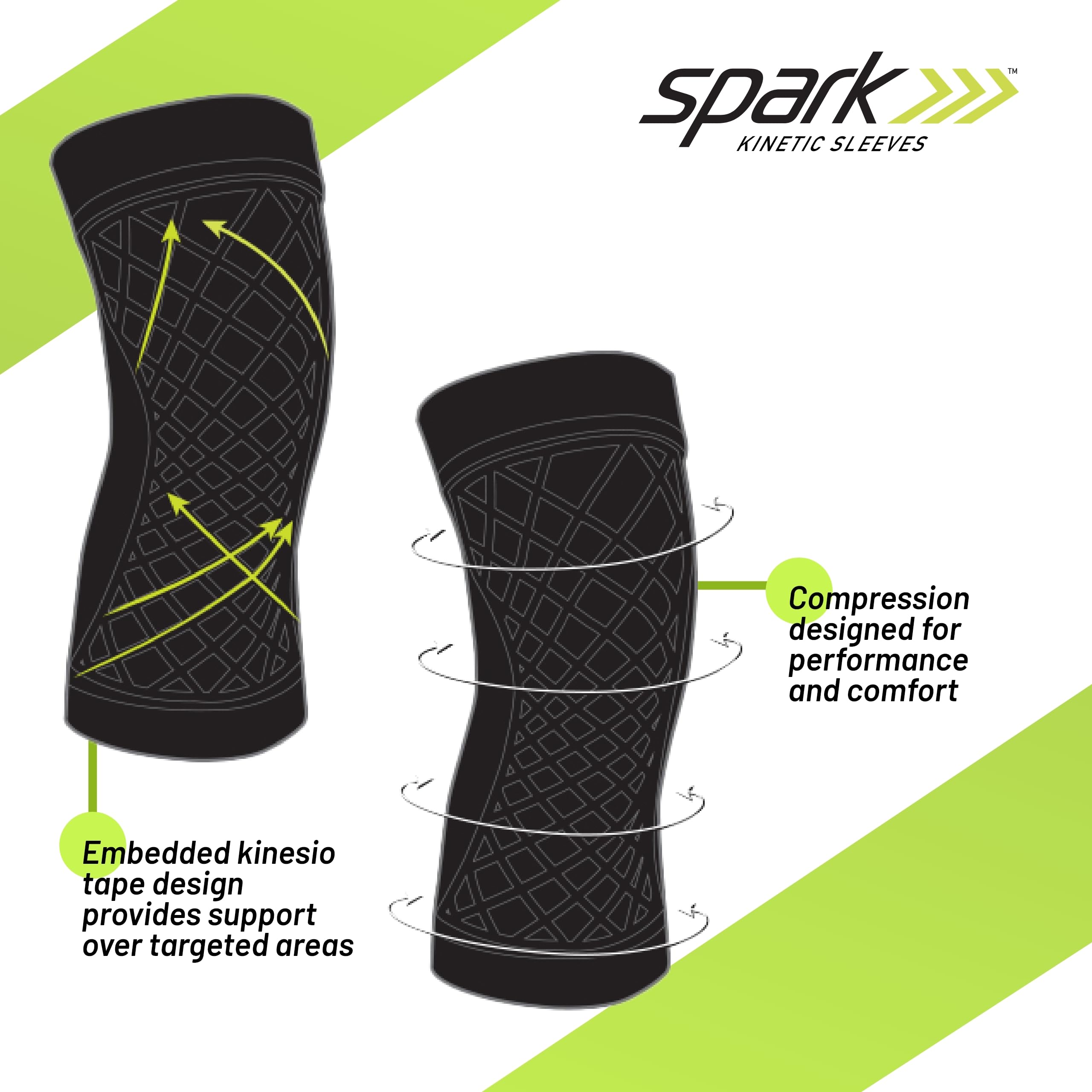 Kompresyjne wsparcie kolan połączone z kinezjologią | Aktywność sportowa (średnia 35 cm - 40 cm)