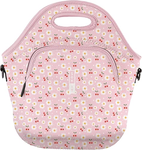 Miniatura 7 de Sok It Bolsa de almuerzo con cremallera de neopreno aislado (rosa gris, bolsa de almuerzo de neopreno)