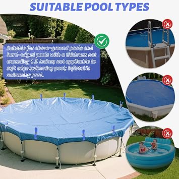 Tryly 18PCS Pool Cover Clips with Plastic Jacket, 4.7 Inch Stainless Steel Clamps for Above Ground Pools, Avoid Scratches on The Pool Cover, Stays Secure in Windy Conditions