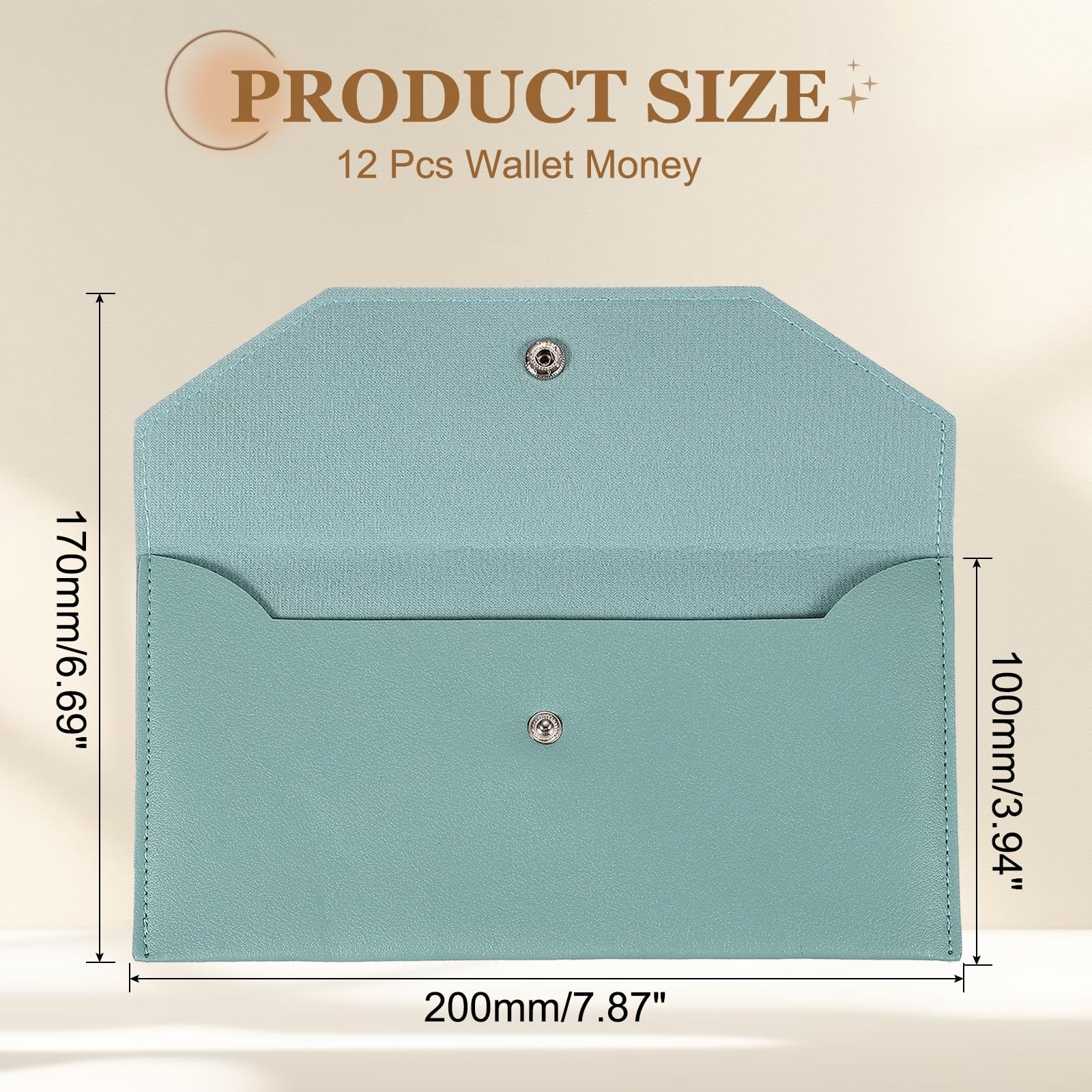 PATIKIL 12Pcs PU Leather Envelope Wallet Card, Reusable Money Pouch Small Leather Organizer Pouch for Women Men Travel,Light Blue - Image 2