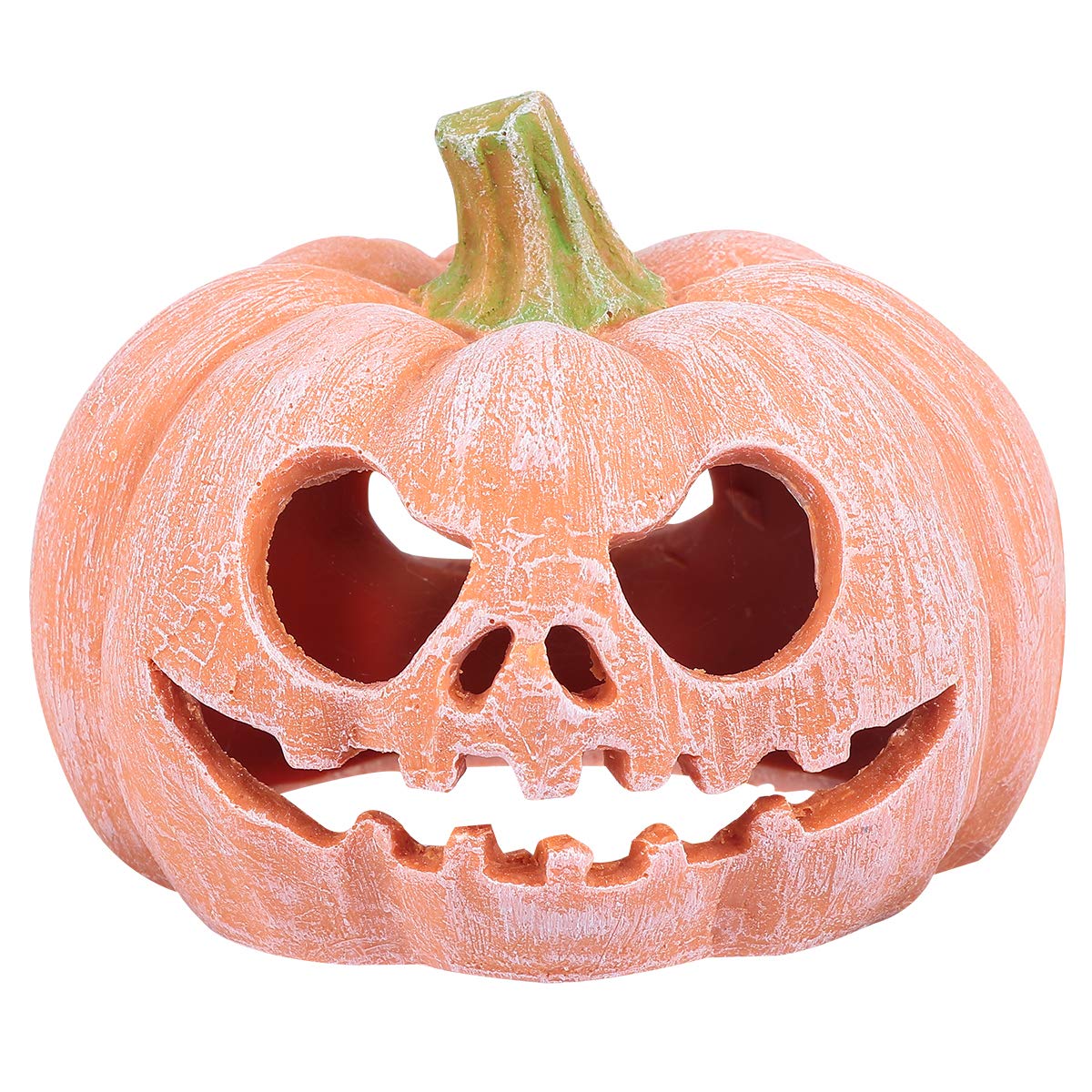 iplusmile Pumpkin Cave Resin Reptile Hideout Terrarium Decoration for Crested Gecko Habitat Pumpkin Reptile Ornament Hide Cave for Small Lizards and Amphibians