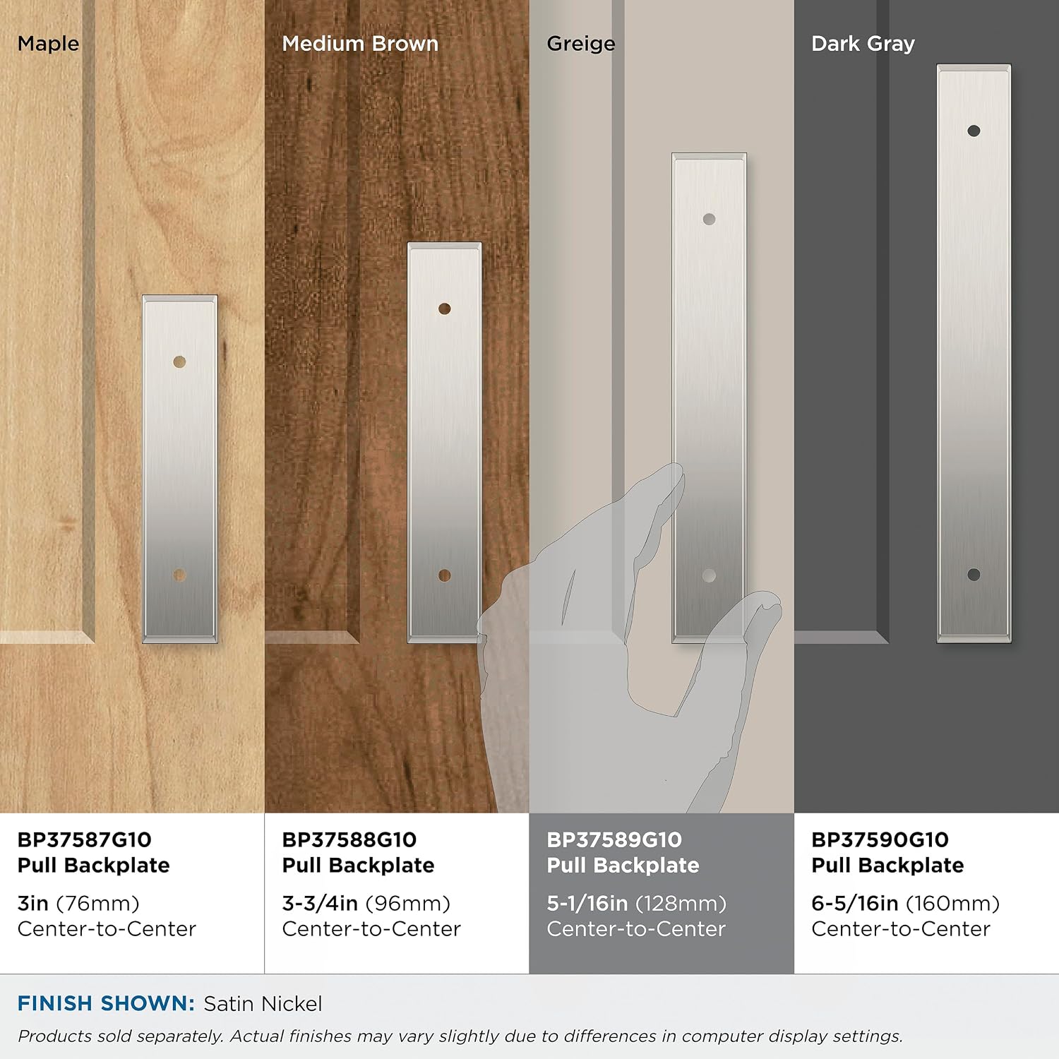 Amerock Maymont 5-1/16 inch (128mm) Center-to-Center Rectangle Satin Nickel Cabinet Pull Backplate, BP37589G10