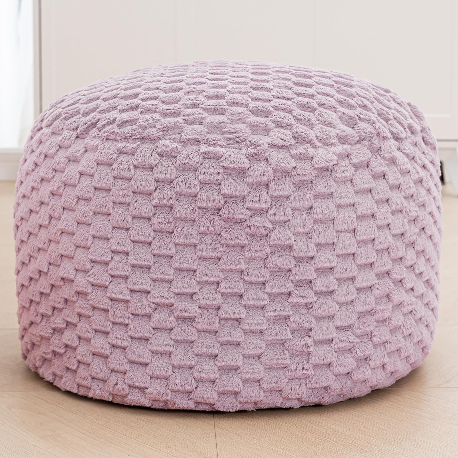 Asuprui Pouf Ottoman Unstuffed Floor Pouf Ottoman Foot Rest 20x20x12 Inches Round Poof Seat Floor Bean Bag Chair Foldable Floor Chair Storage for