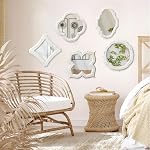 Farmhouse Petit miroir mural à pétoncles pour entrée 8.9 De pouce, suspendu blanc décontraction Quatrefoil décoratif miroir vintage pour salle de bains Vanité, Clover forme Floral bois miroir chambre à coucher