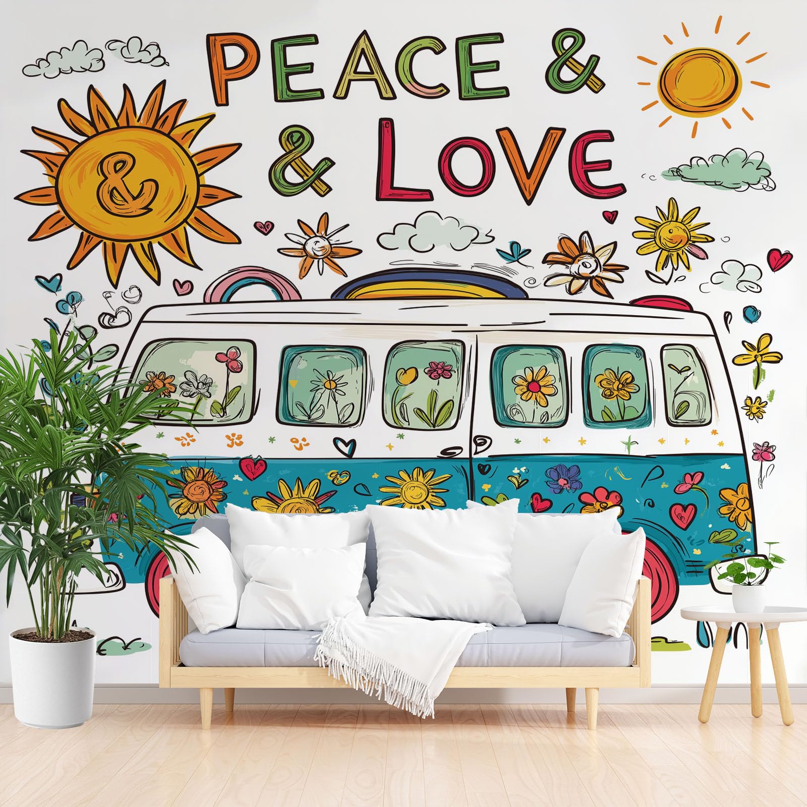 Wallpaper autocollant soleil fleur grand format papier peint meuble murale vinyle adhésif