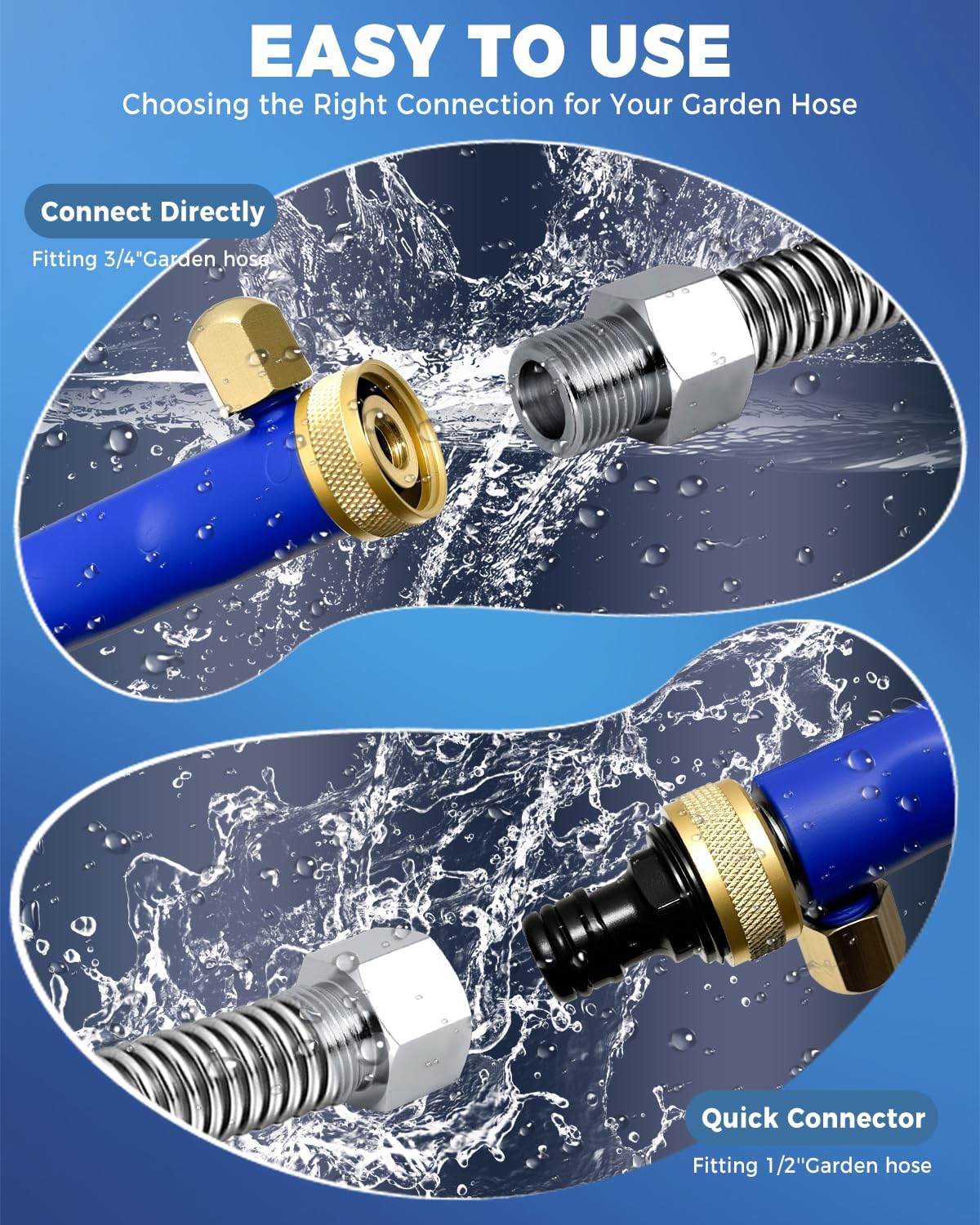 Jet Nozzle Power Washer for Garden Hose, Upgraded 2-In-1 High Pressure Wand With 2 Different Nozzles And Quick Connectors Hose Nozzle High Pressure Attachment for Patio Car Pet Window Washing(Blue)