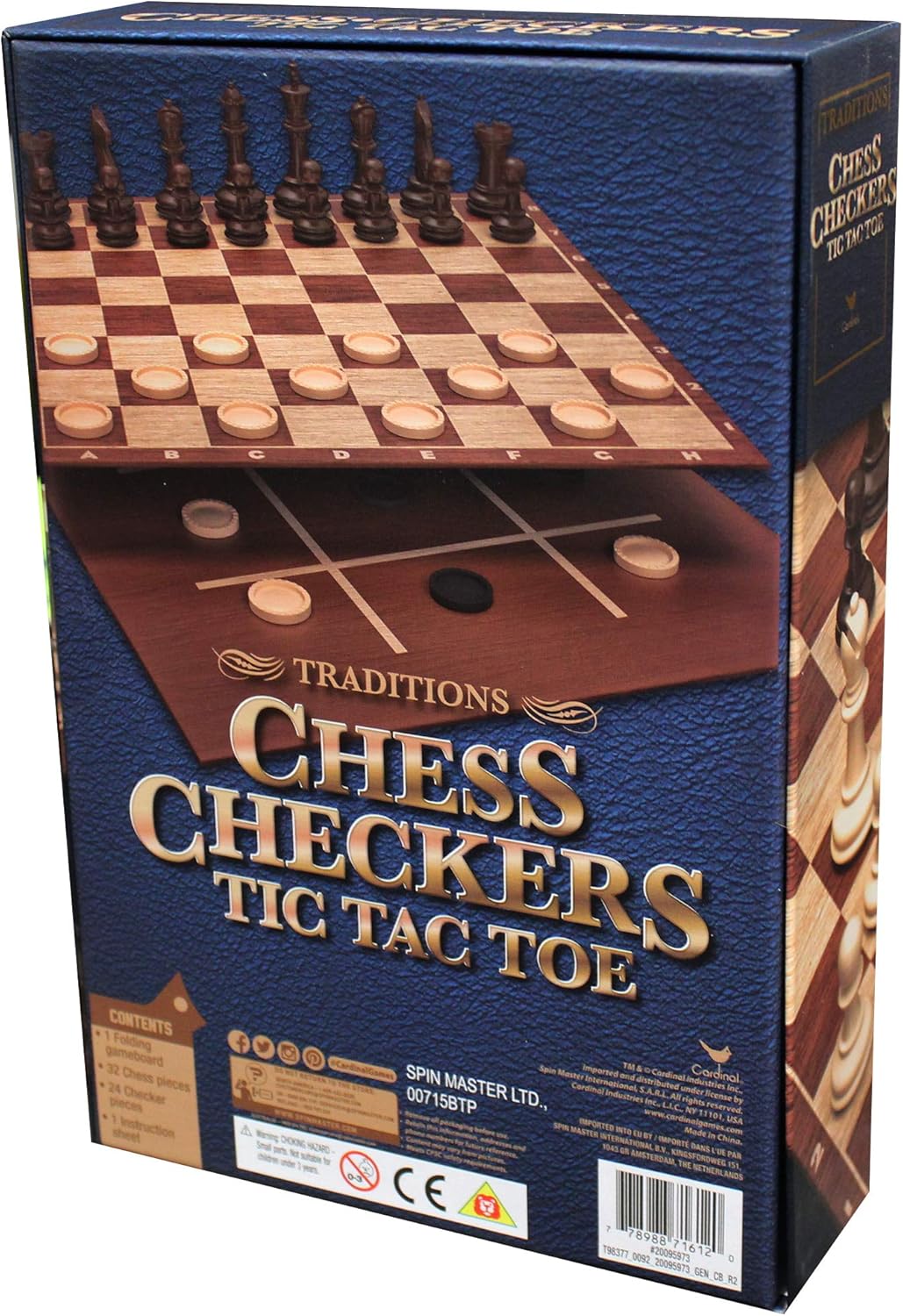 Spin Master Traditions Chess, Checkers, and Tic Tac Toe Set