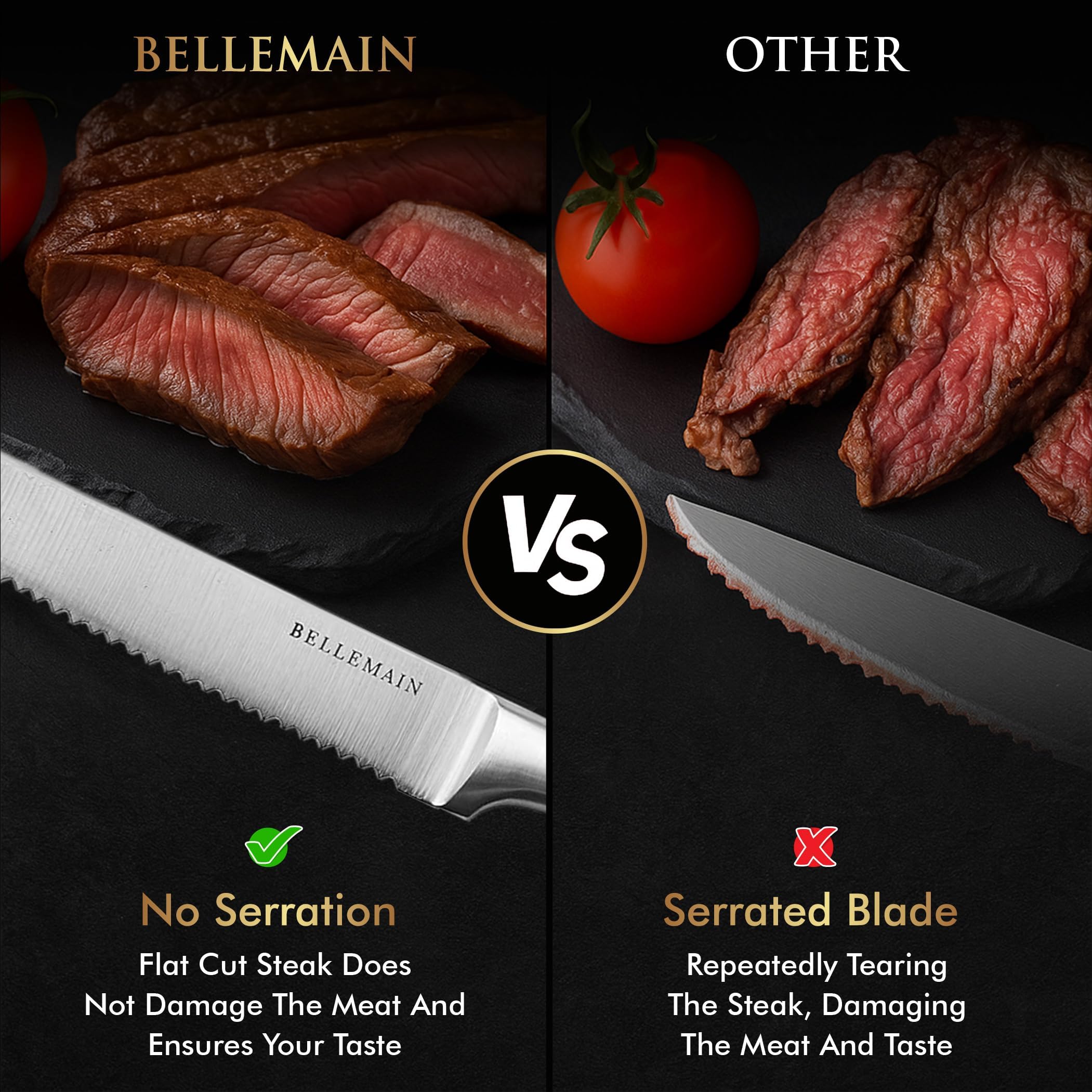 Bellemain Steak Knife Set of 8, Serrated Stainless Steel, Dishwasher Safe — Amazon image 6