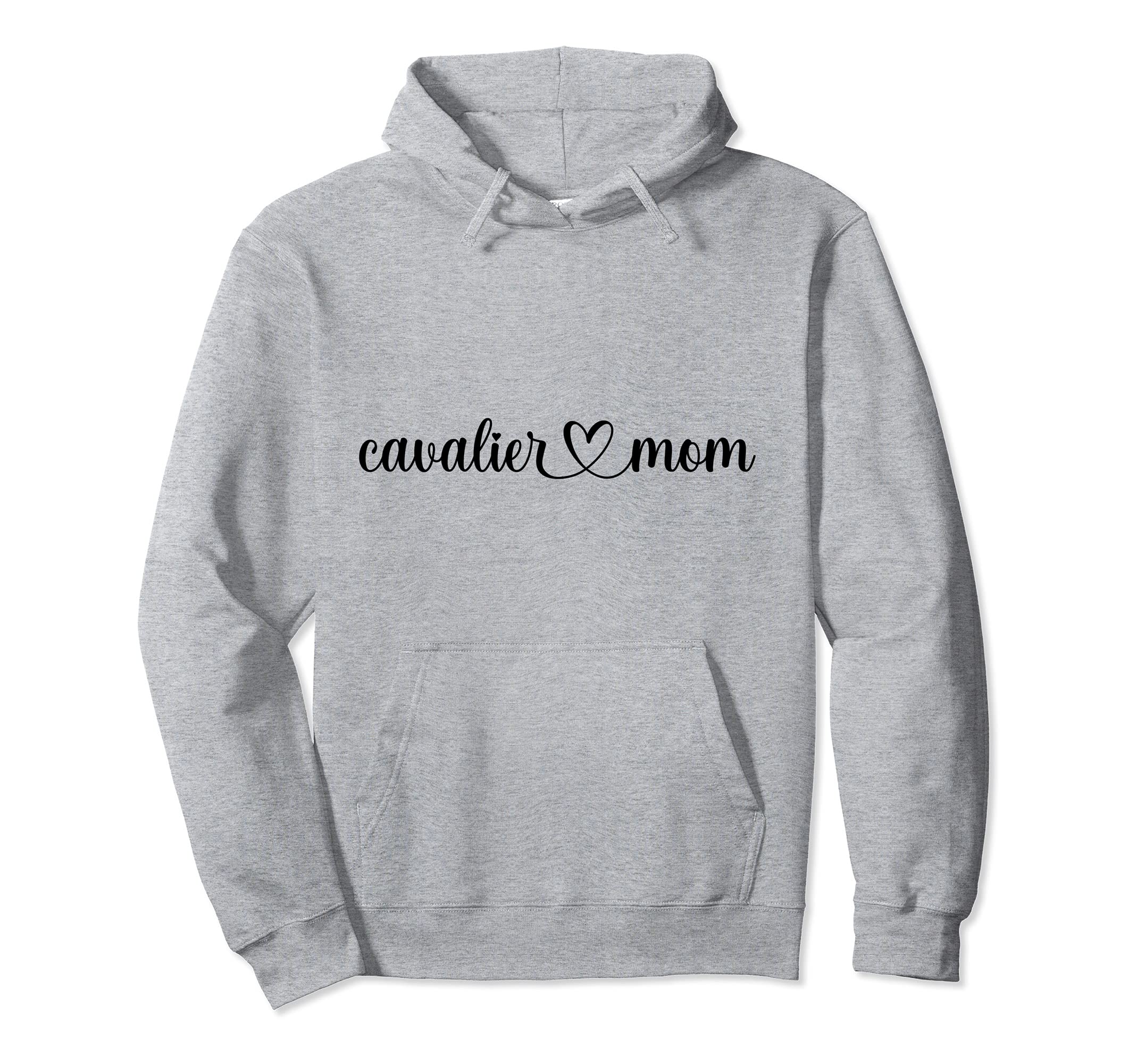 Dog Love Heart Cavalier Mom Pullover Hoodie, Grey, S