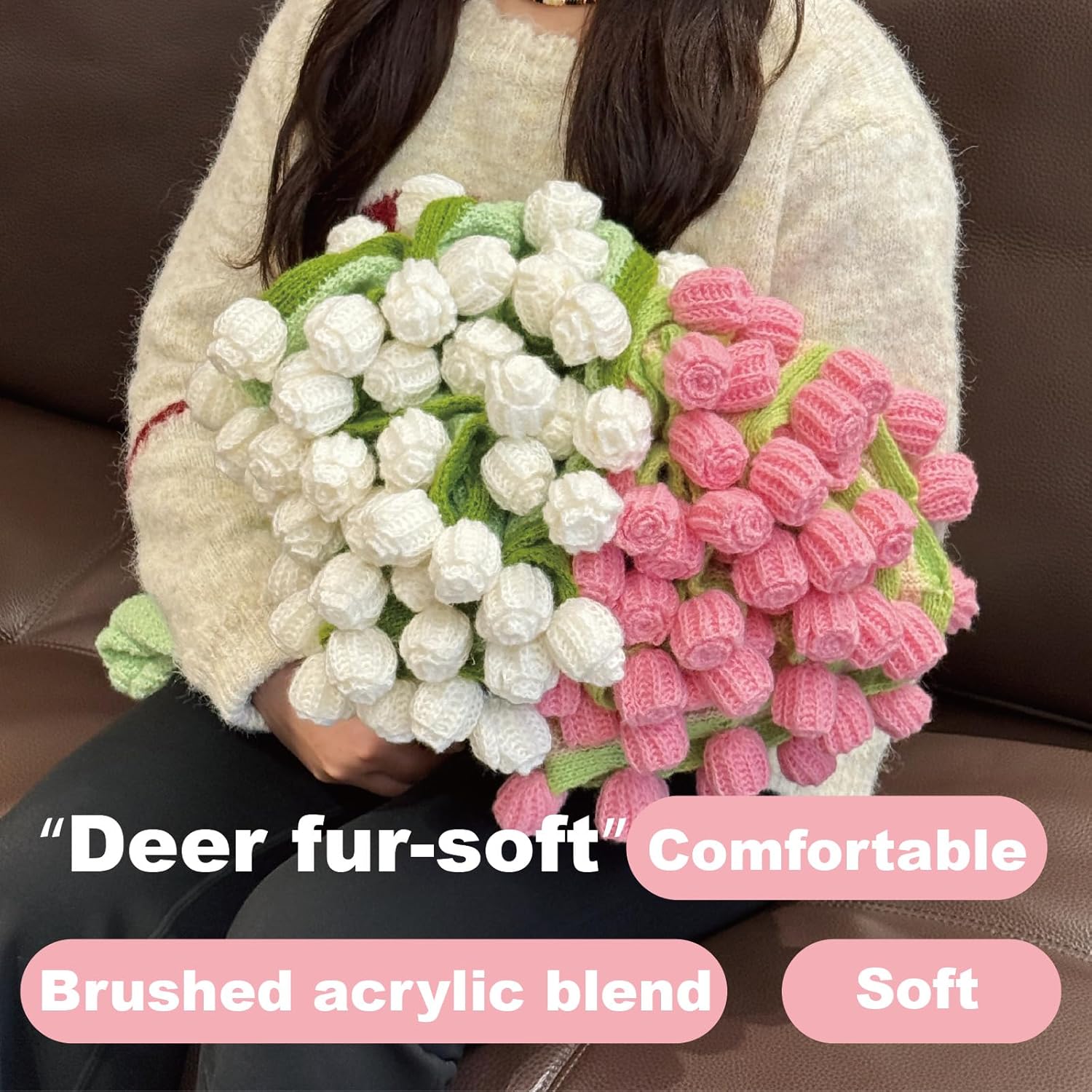 Pink Rose Flowers Bouquet Blanket, Tulip Flower Throw Blankets, Romantic Gifts for Mom, Sister, Friend for Birthday, Valentine, Home Decor, Bed, Sofa(39 Inch)