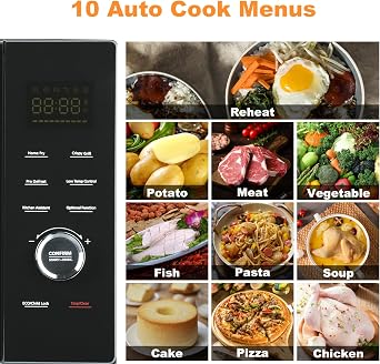 34L Combination Microwave Oven and Grill, 1000W with 2400W Grill and Convection Functions, Combination Microwave with Air Fry Feature, Stainless Steel, Turntable