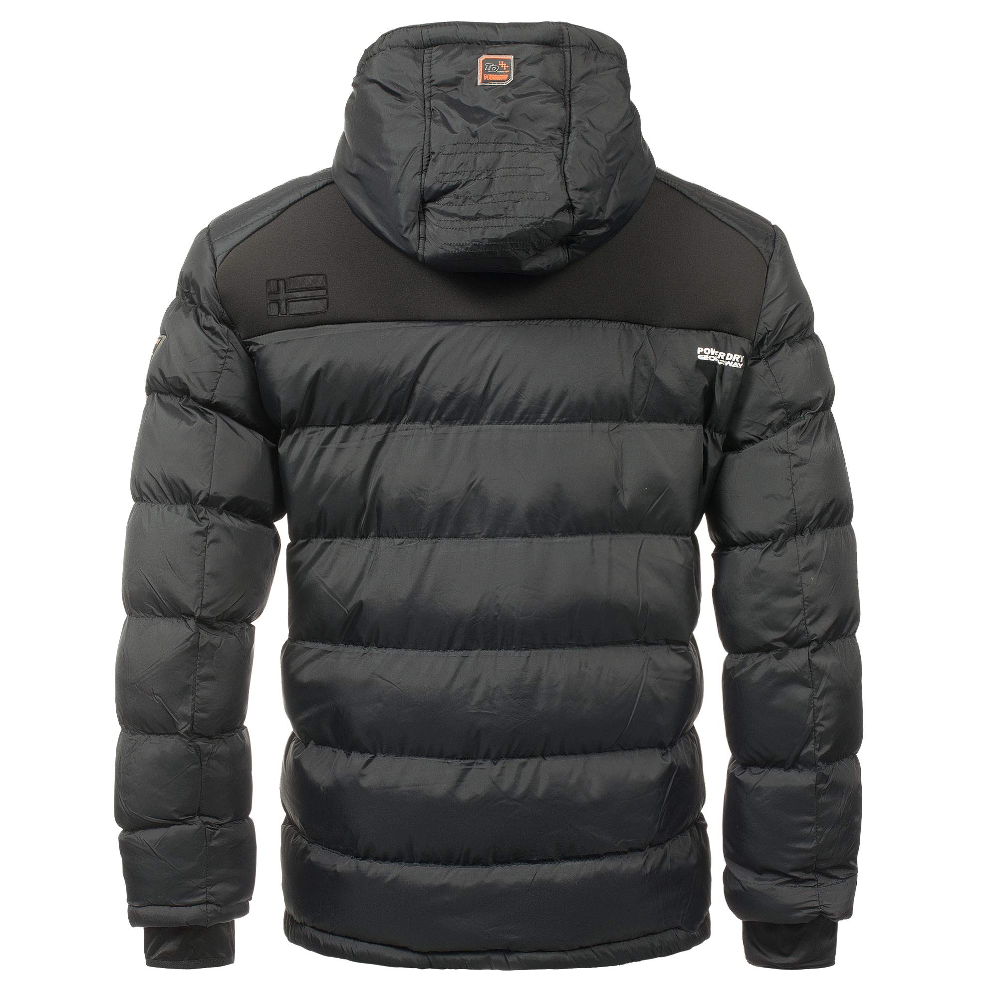 Geographical Norway - Giacca trapuntata da uomo invernale con cappuccio, giacca calda, imbottita taglie S-7XL, per attività outdoor, sci, snowboard, per inverno/autunno, IMS Production, Nero , XXXXL