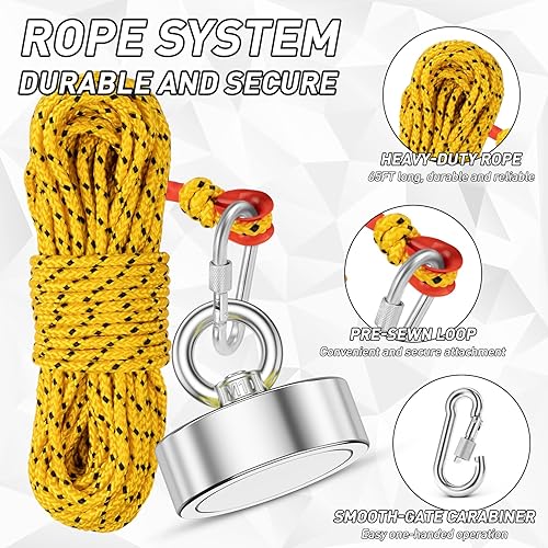 Miniatura 11 de FINDMAG Kit de imanes de tierras raras de alta resistencia, imanes de neodimio grandes con perno de ojo avellanado para pesca y elevación