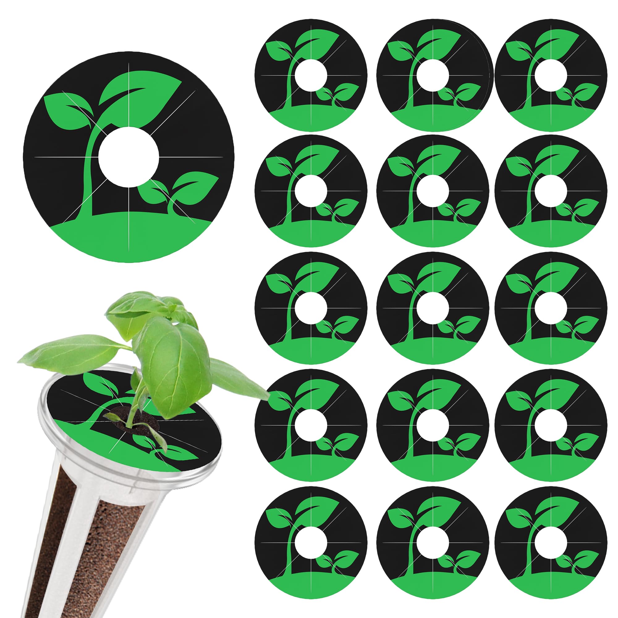 105PCS Seed Pod Label Stickers, Hydroponic Growing System Grow Baskets Round Peel Labels for Plant Seedlings Growth Recording