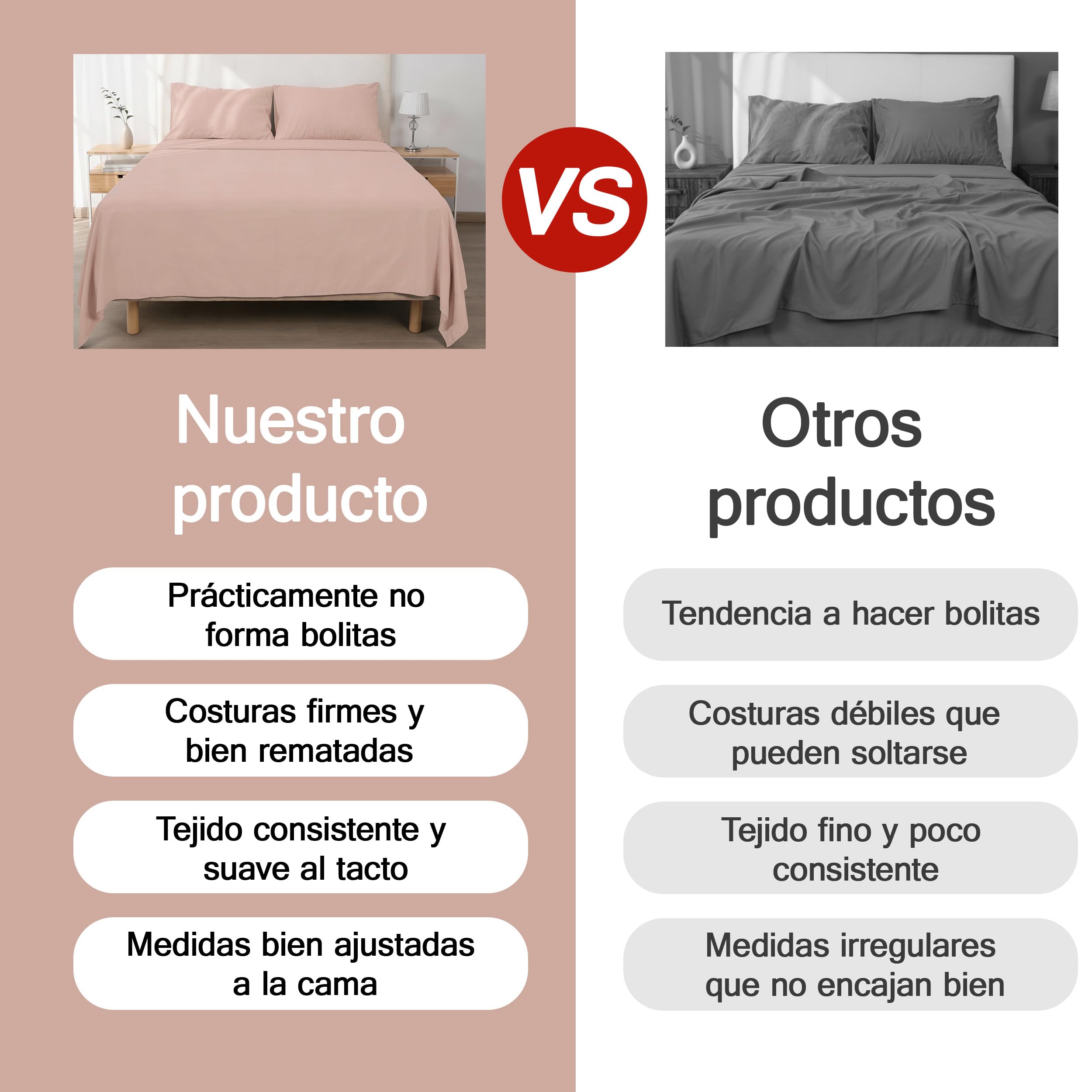 H HANSEL HOME Juego de Sábanas de Microfibra Cepillada, Sábana Bajera Ajustable Altura 30 cm, Encimera y Fundas de Almohada, para Cama 135cm, 4 Piezas 135x190/200cm - Rosa Claro - 5