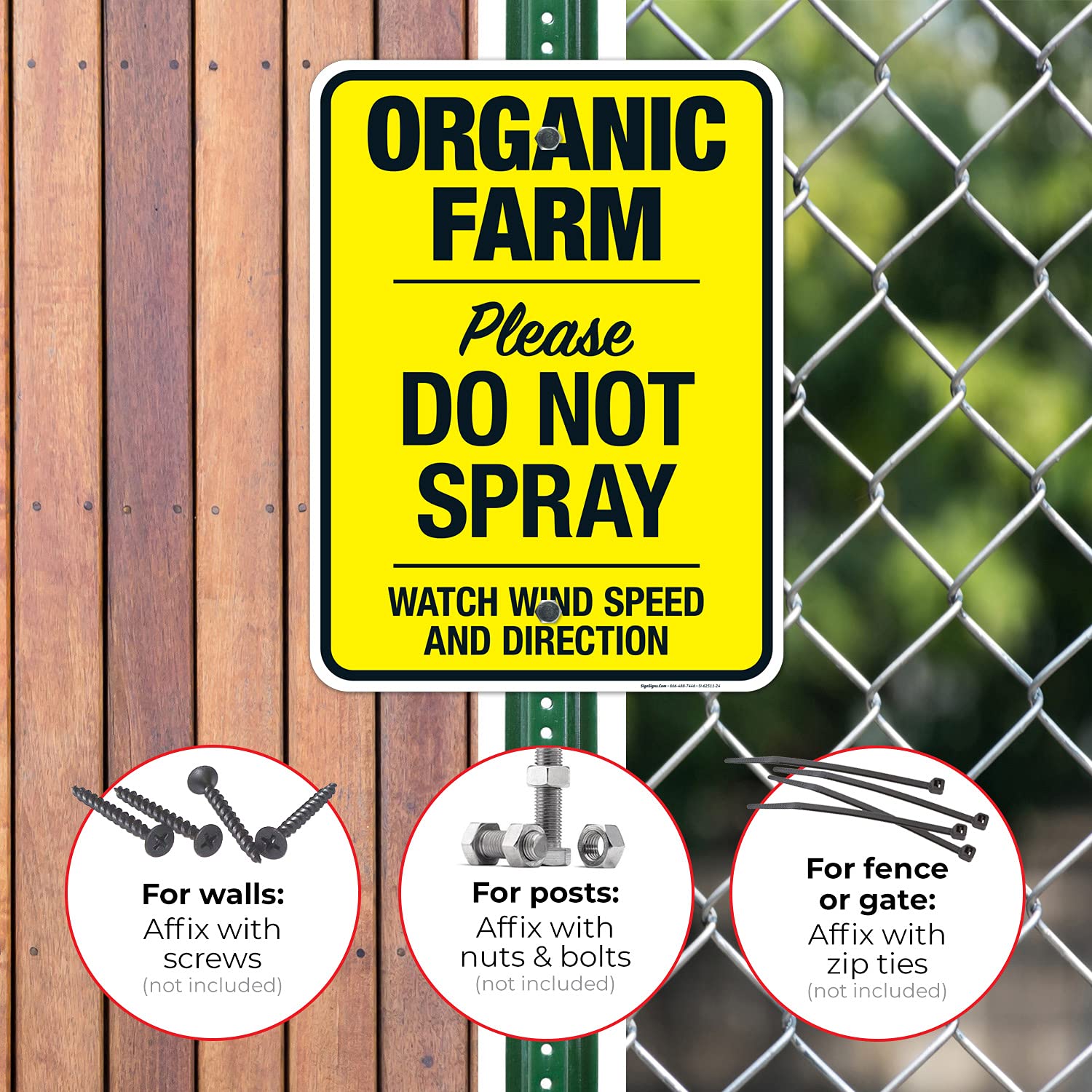 Organic Farm Please Do Not Spray Watch Wind Speed and Direction Sign, 18x24 Inches, Rust Free .063 Aluminum, Fade Resistant, Made in USA