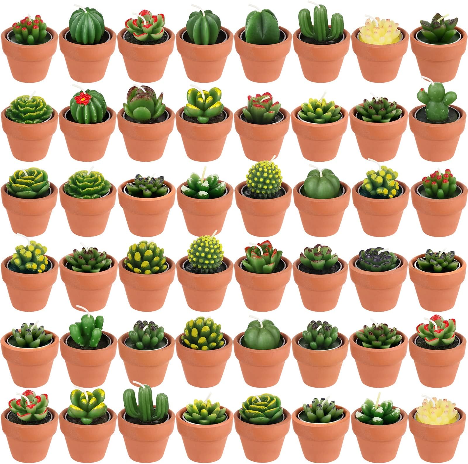48 Pcs Succulent Cactus Tealight Candles Baby Shower Plant
