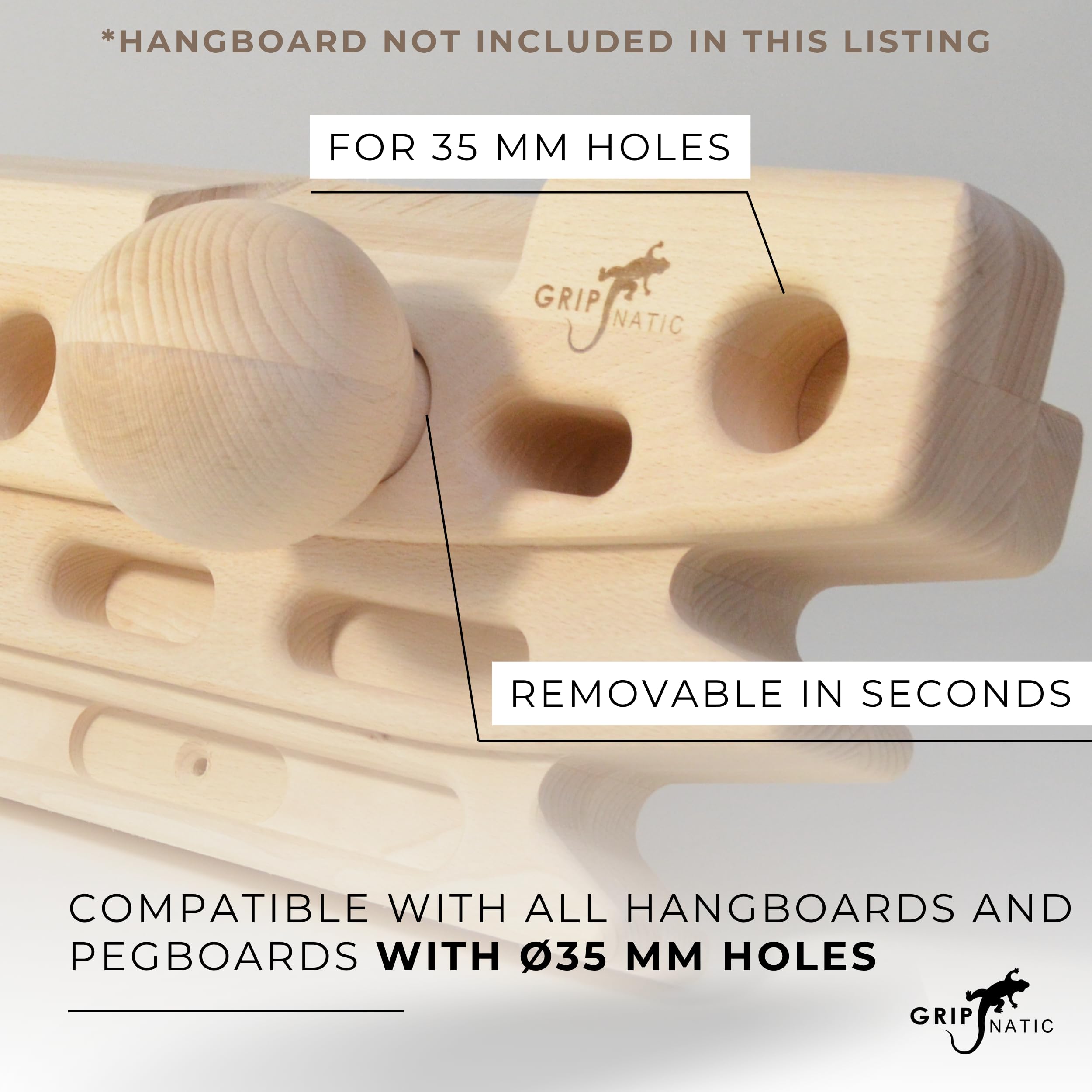 Kugelgriffe für FingerPeg 1.0 – EIN Paar kugelförmige Klettergriffe für Pegboard - Holzsphärenstangen Φ76 mm - FingerPeg 1.0 Erweiterungsgriffe zum Training des Pinchgriffs