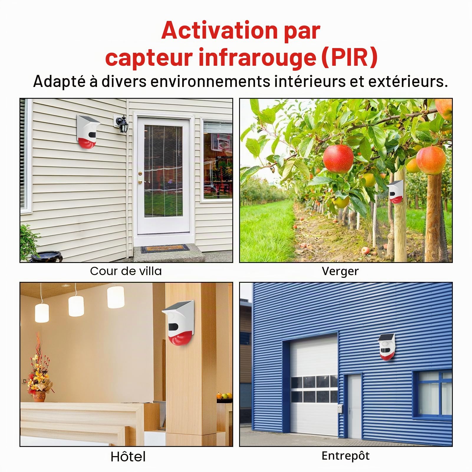 Répulsif de Sanglier avec appels vocaux, Alarme Infrarouge extérieure étanche pour l'extérieur