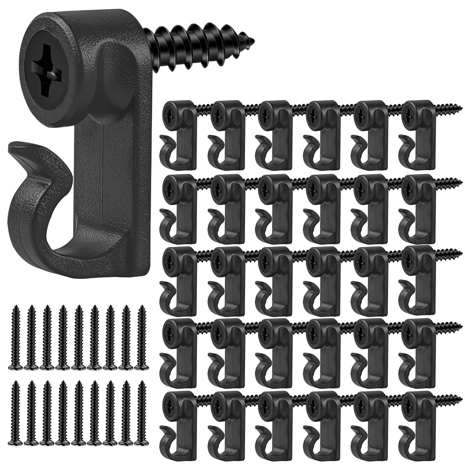 Photo 1 of Yefall 60 Pack String Lights Hooks for Outdoor, Christmas Light Clips Weatherproof Light Hanger Hooks Screw-in Hooks for Hanging Christmas Lights and Wire,Cable,Fairy Lights,Wind Chimes (Black)
