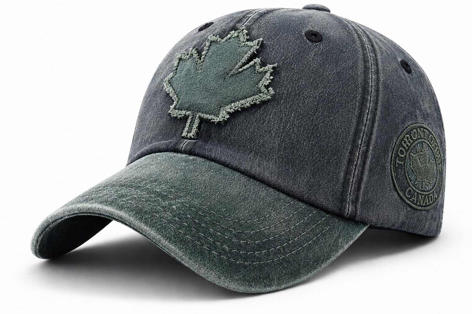BRANDONN Casual Cotton Cap, Breathable Sun Hat, Canada Black-Green - Image 1