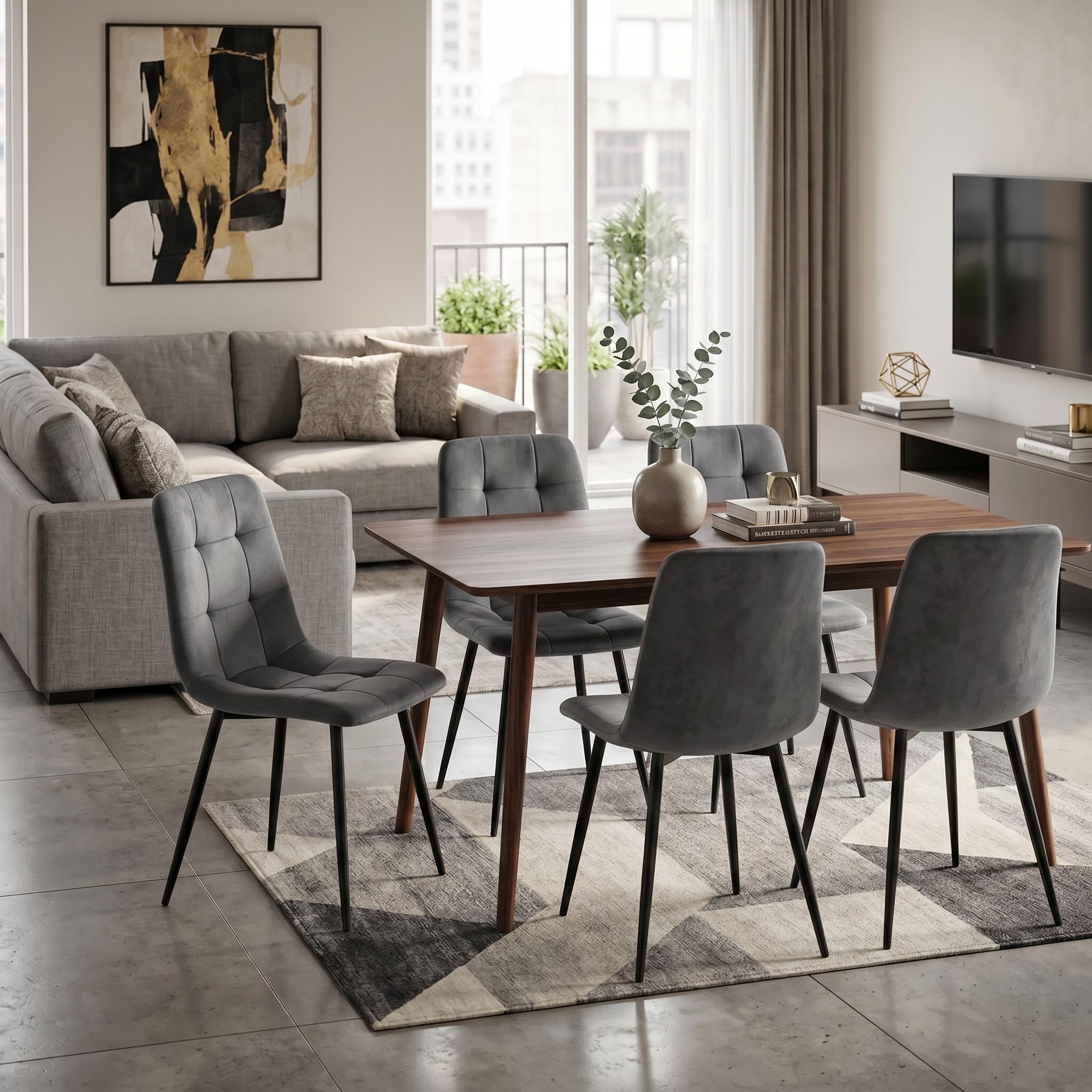 Sillas de Comedor Pack de 4 Tela de Terciopelo