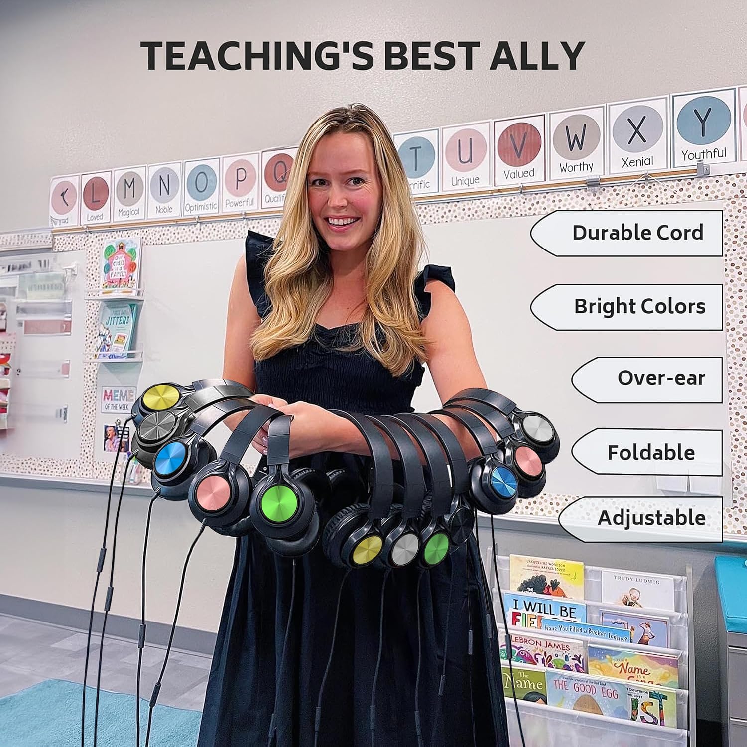 AILIHEN Classroom Headphones Bulk 12-Pack, Headphones Wired with Microphone for Students, Teens, Library, Chromebook, Laptop, Adjustable, Foldable, 3.5mm Jack - (Mixed Color)