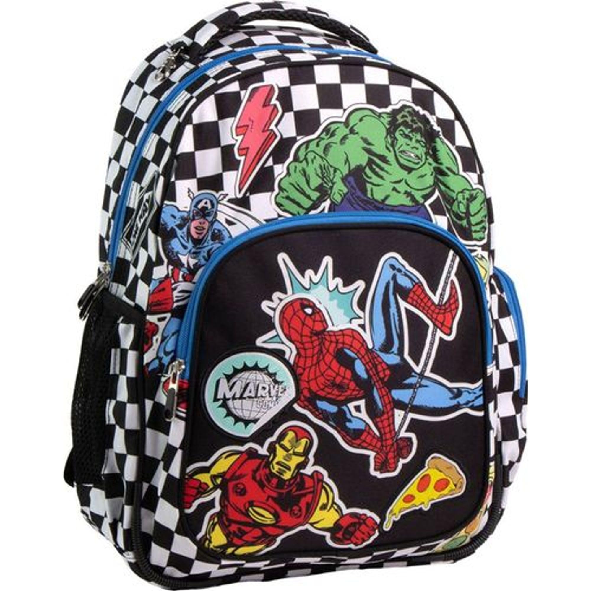 Marvel Avengers Superhero Check School Backpack - Large Avengers Kids Backpack with Compartments and Padded Back