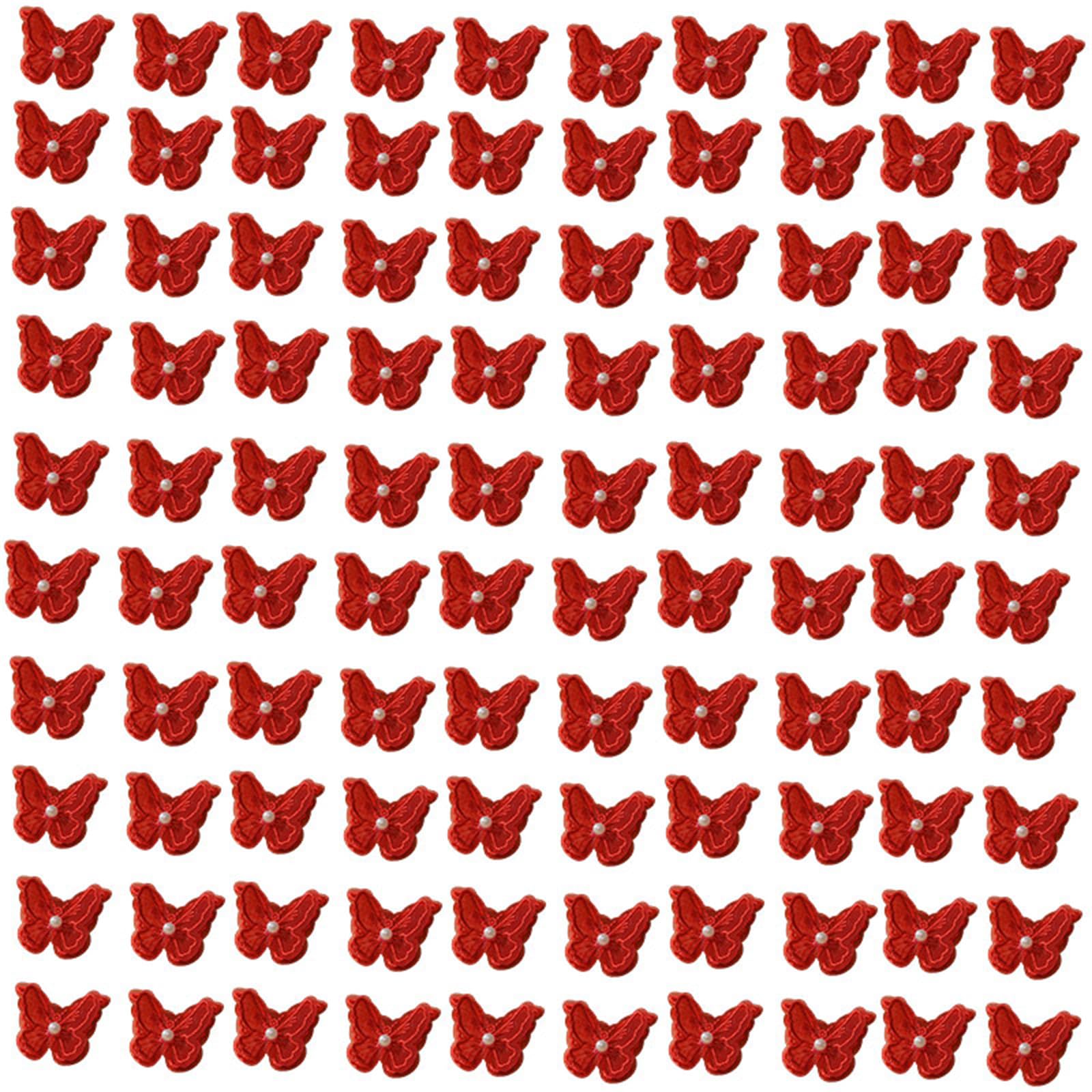 Tsophreniq Beautiful 2 Layer Fabric Butterfly Embellishments with Pearls Detail for Creative Designs Home Decoration Sewing Accessory
