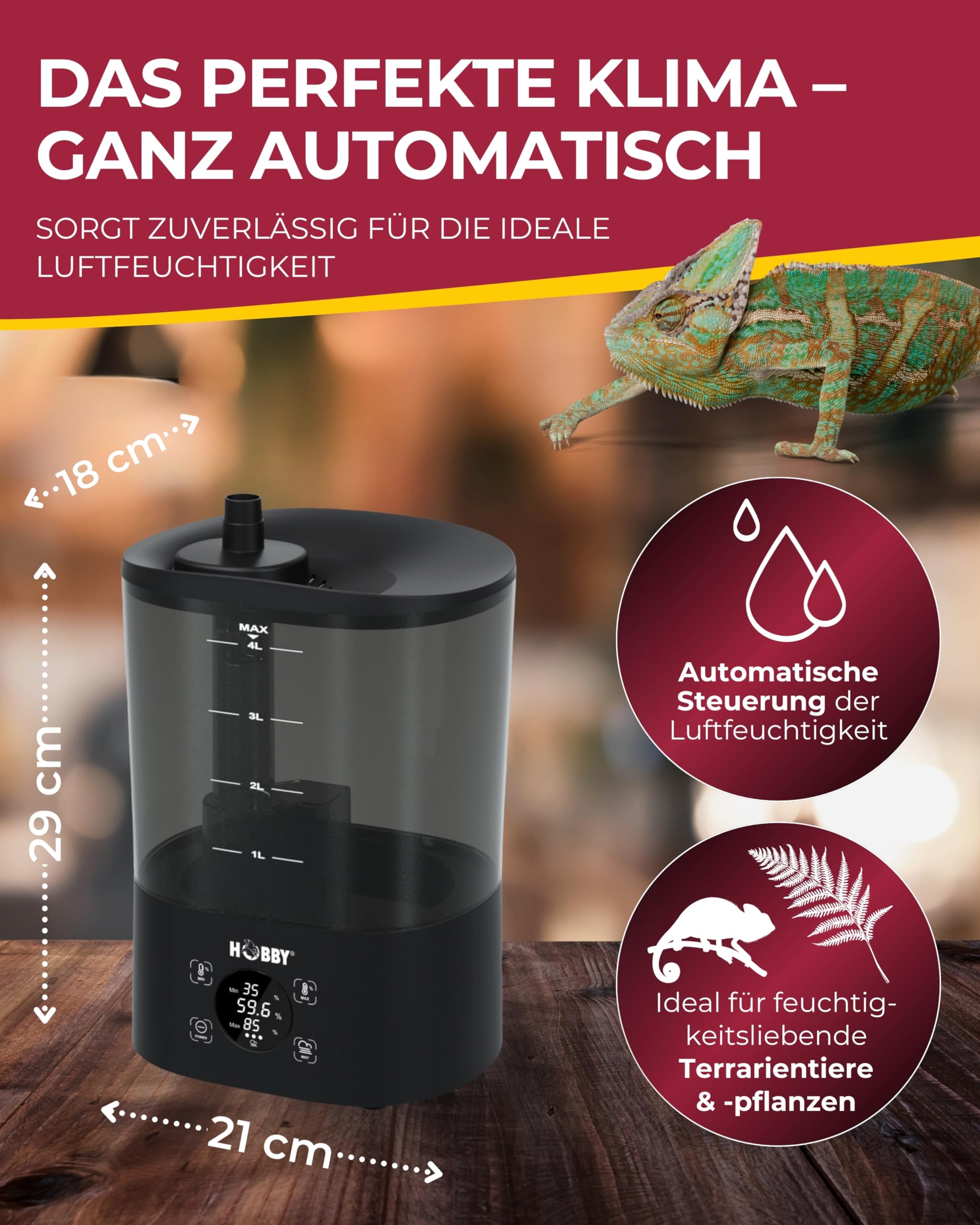 Hobby Terraristik Hygro Fog System I automatische Benebelungsanlage für Terrarien I inkl. Controller, Sensor und Fernbedienung I Terrarium Luftbefeuchter I effizientes und leises Benebelungssystem