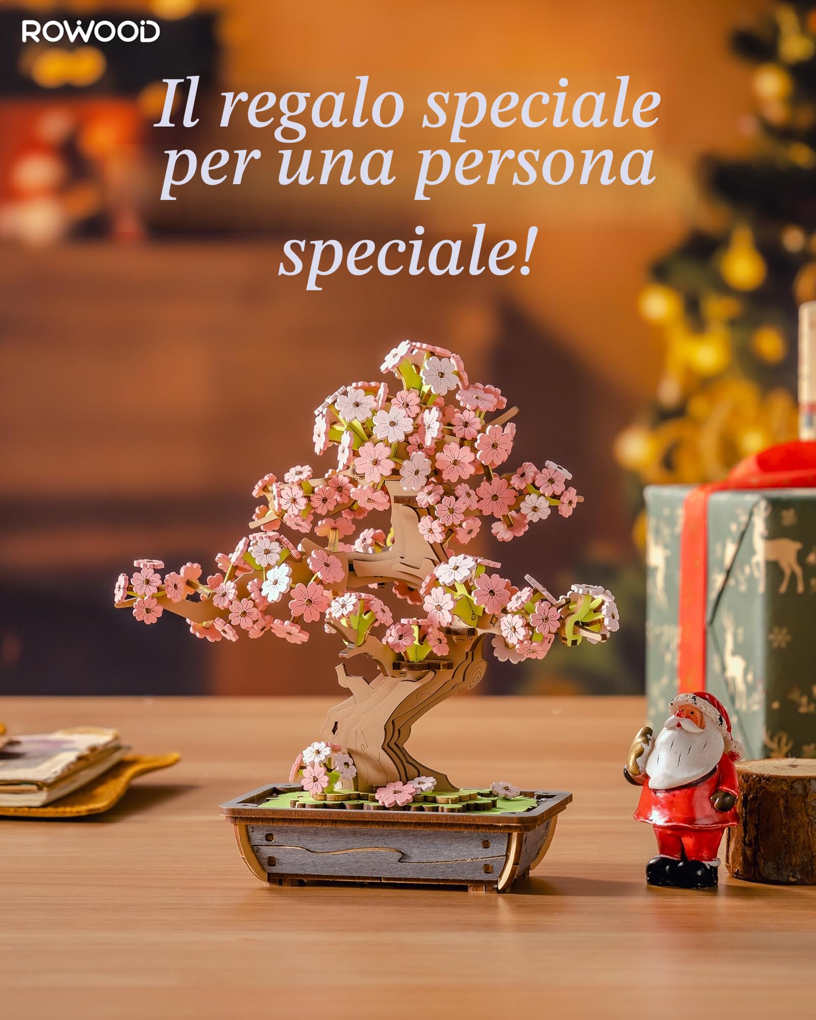 ROWOOD 3D Puzzle in legno Bonsai, kit modello pino fai da te per adulti da costruire, crea il tuo kit di costruzione in legno, decorazione unica per la casa (Sakura Bonsai)