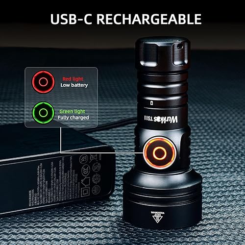 Miniatura 6 de Wurkkos TS11 EDC linterna recargable, linterna de bolsillo LED súper brillante con distancia de haz de 616M, linterna LED compacta con interfaz de