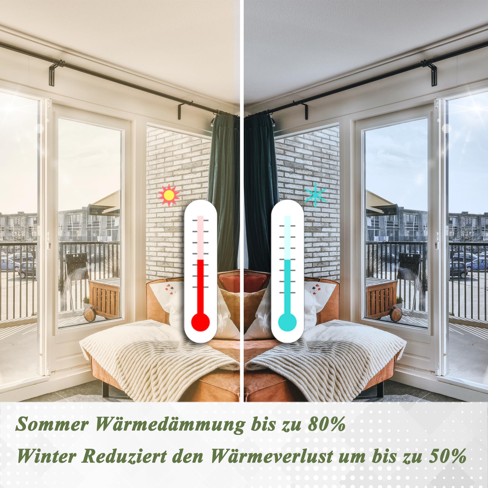 Fensterfolie Sonnenschutz Spiegelfolie Fenster Sichtschutz Hitzeschutzfolie | HOMTOL Silber 118x400cm Sonnenschutzfolie Fenster außen&Innen, UV Folie Fenster Hitzeschutz, Statisch-haftend, ohne Kleber