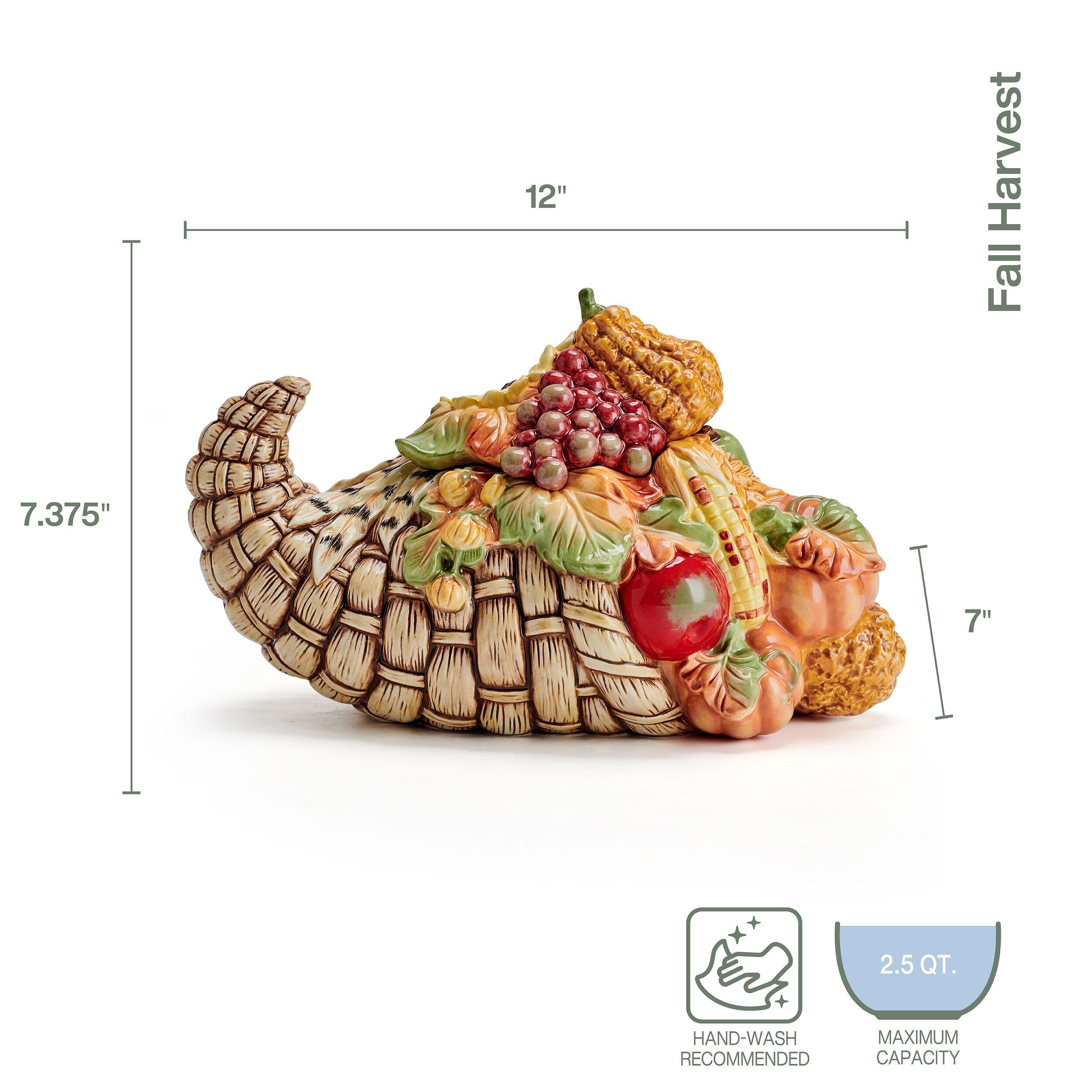 Fitz & Floyd Fall Harvest Cornucopia Cookie Jar -2 Fitz & Floyd Fall Harvest Cornucopia Cookie Jar -2