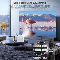 Vista 3 de Mini proyector inteligente con WiFi y Bluetooth, soporte 4K de enfoque automático giratorio de 180° y proyector portátil Keystone con aplicaciones