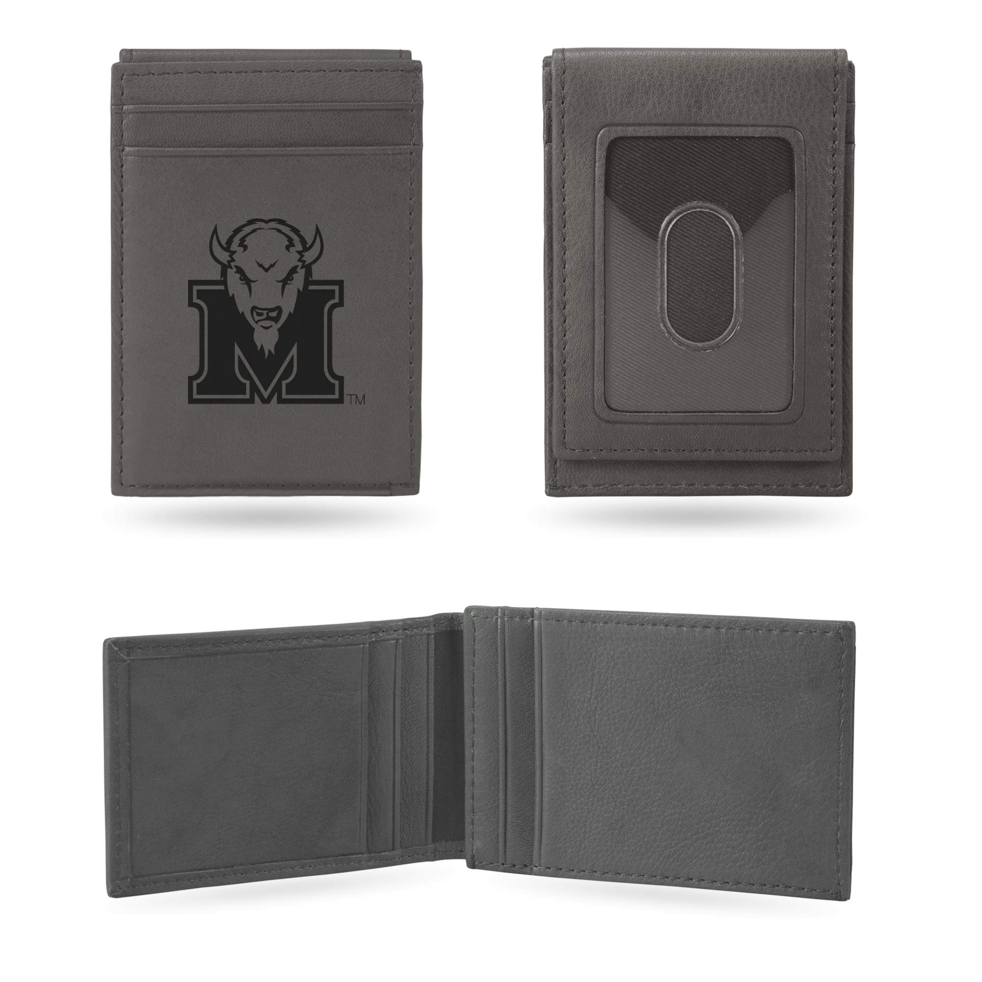 Rico Industries NCAA Gray Laser Engraved Front Pocket Wallet - Compact/Comfortable/Slim