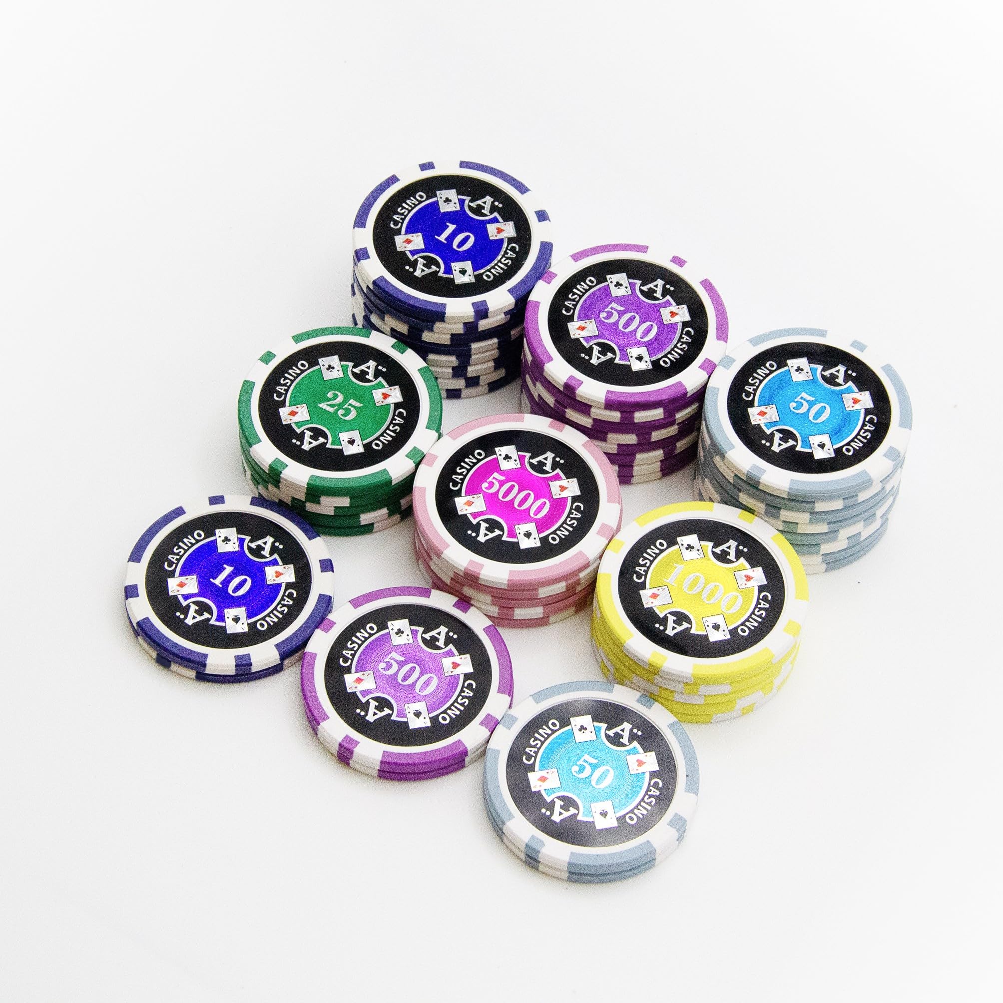 Amazon | 50枚 $ 5000 Ace CasinoクレイComposite 13.5グラムポーカー
