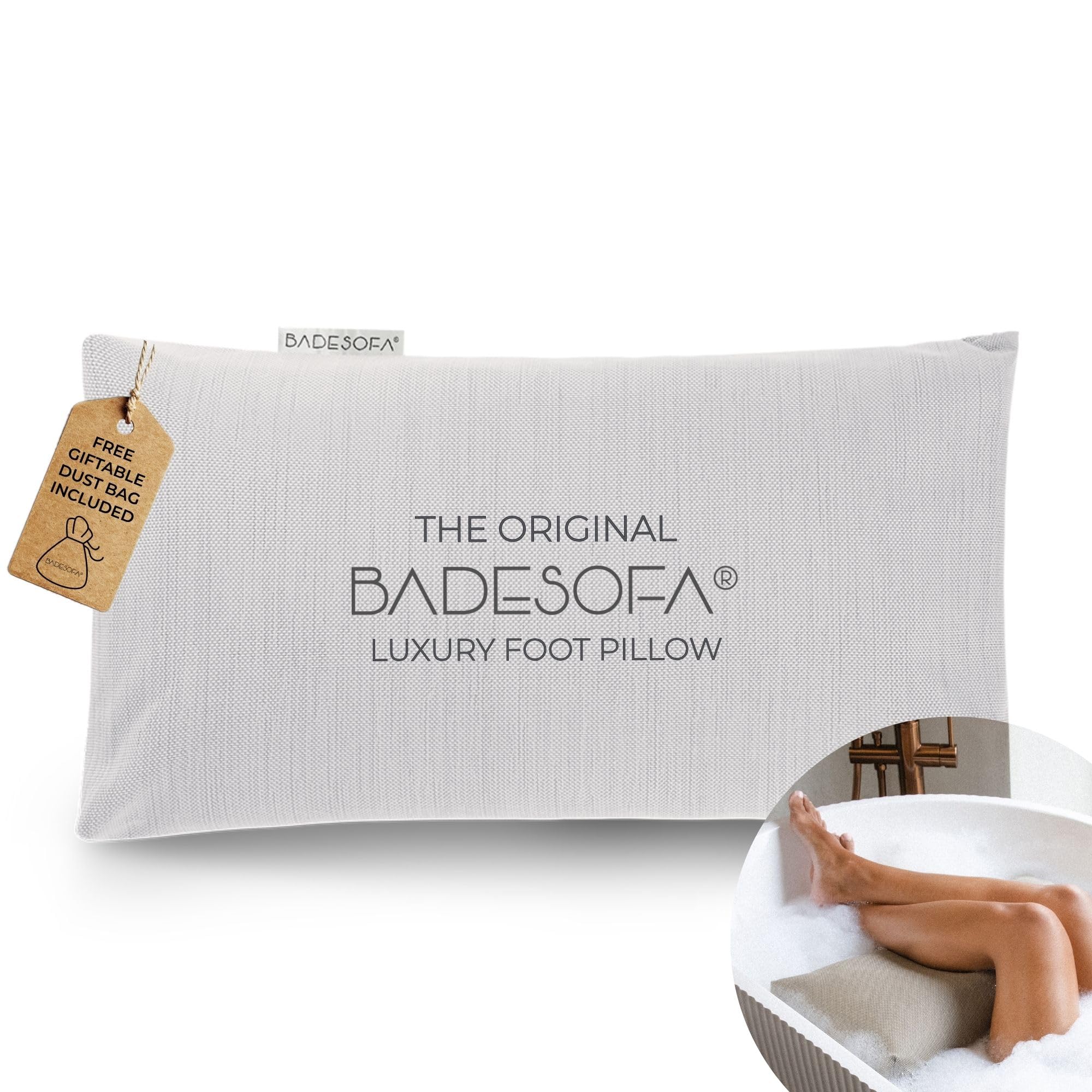 BADESOFA® Luxury Bathtub Pillow for Feet in Grey, Quick-Drying