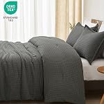 PHF Ultra Soft Waffle Weave Comforter Set Queen Size, 3 Pieces Lightweight Breathable Comfy Bedding Set, Comfy Textured 1 Comforter with 2 Pillow Shams, Grey