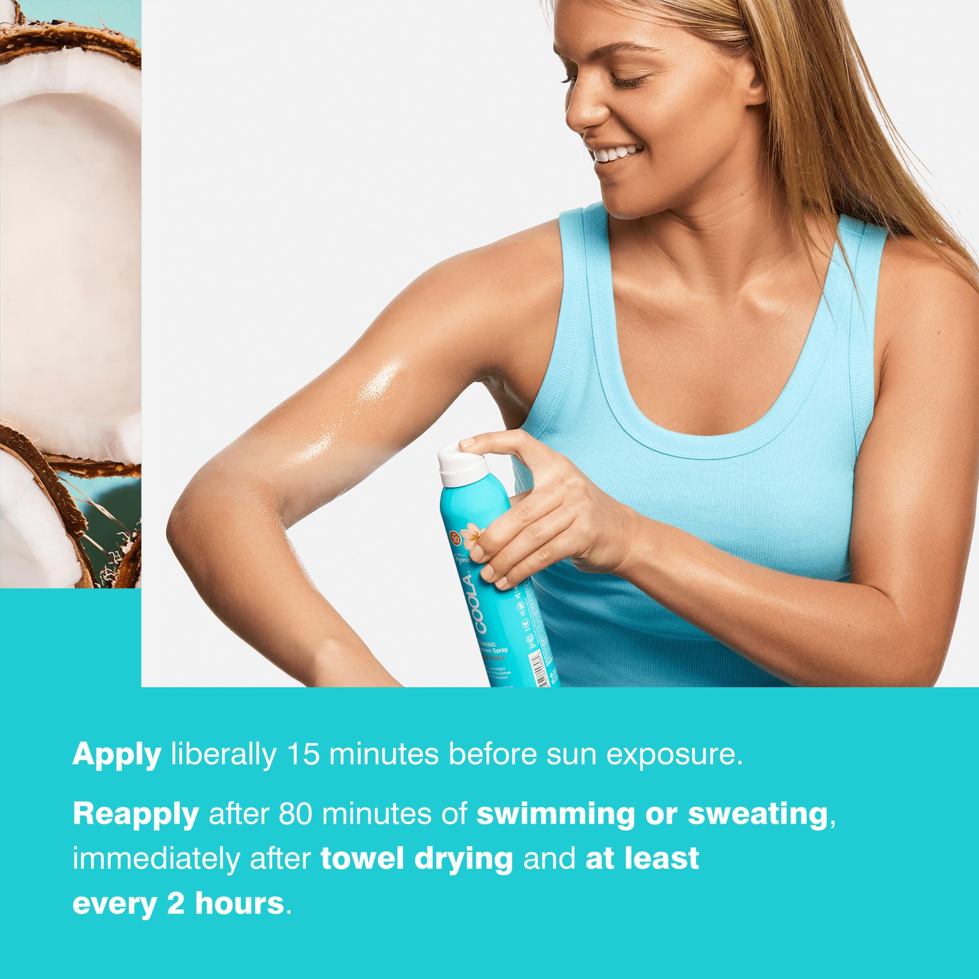 COOLA Classic Body Sunscreen Spray SPF 30, Tropical Coconut, 177ml
