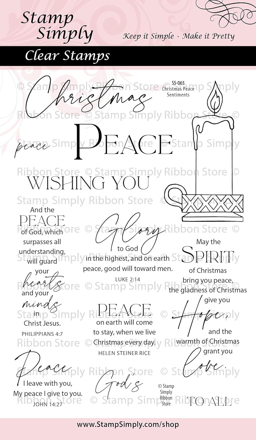 Clear Stamps Christmas Peace Christian Religious 4x6 Inch Sheet - 12 Pieces