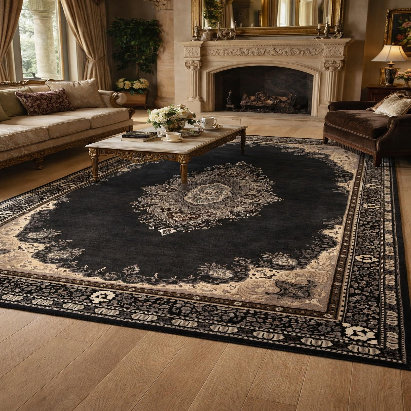 Tapis de zone contemporain rectangulaire facile à nettoyer pour salon familial