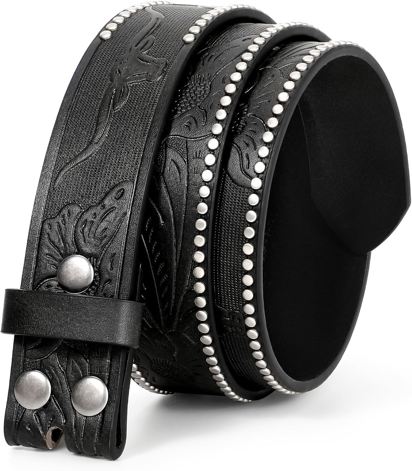 WHIPPY Western Belts for Men without Buckle Cowboy Belt Western Leather Belt Strap for Men Women Vintage Belt for Jeans