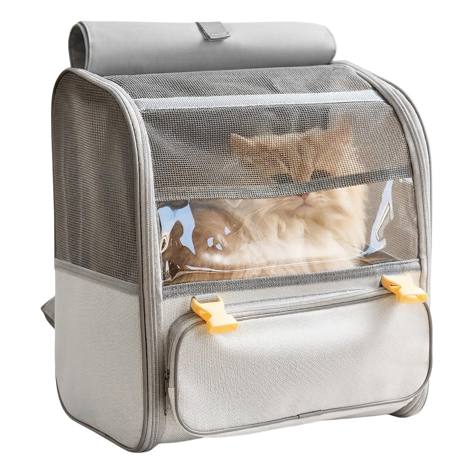 Mochila para gatos, mochila para mascotas con ventana de malla y asa de transporte, mochila para perros, portátil y plegable para gatos de menos de 8 kg, bolsa de transporte para viajes, senderismo
