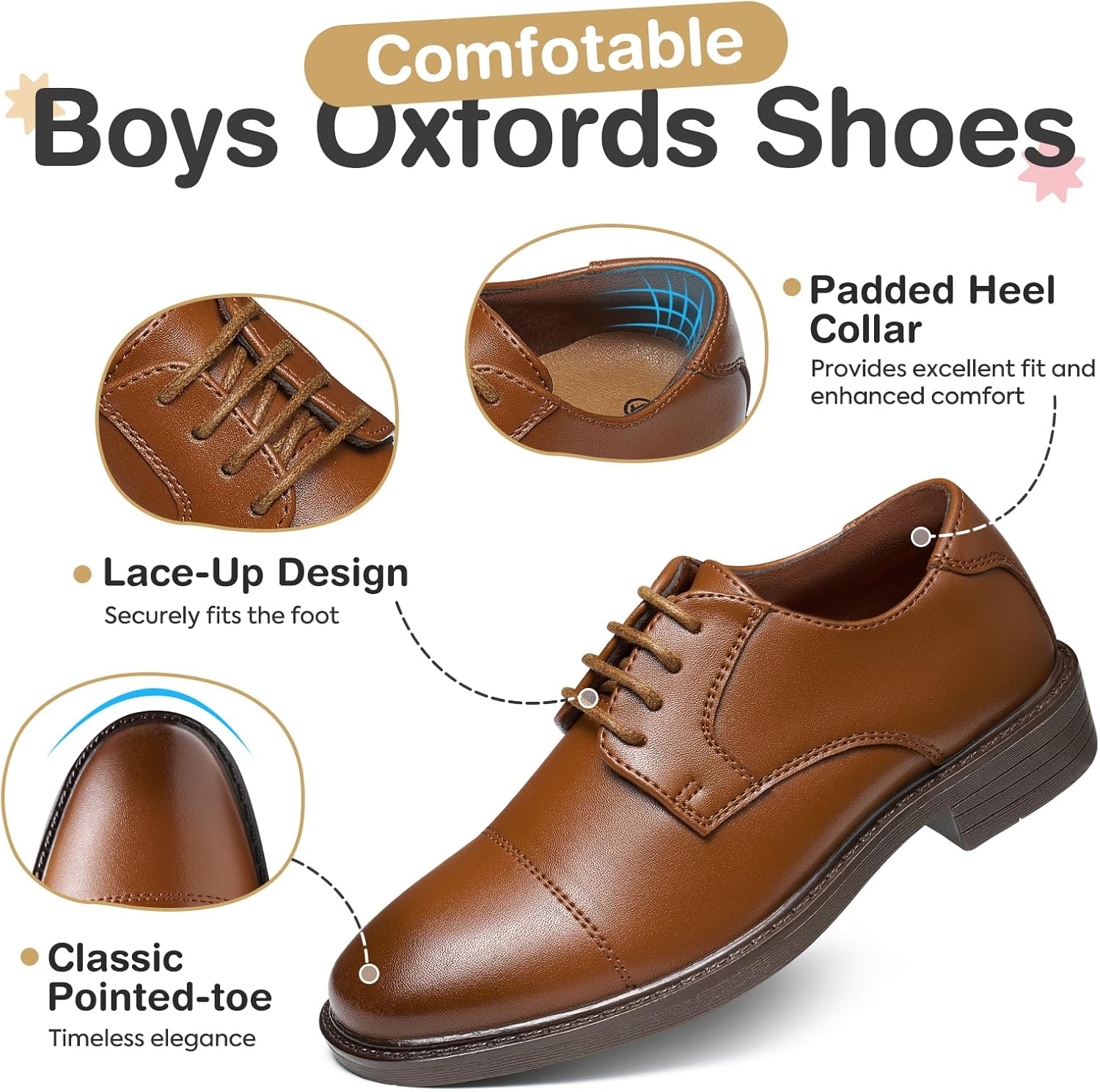 GINNI Boys Dress Shoes Classic Oxfords Wedding Church Formal Shoes for Toddler/Little Kid/Big Kid - Image 5