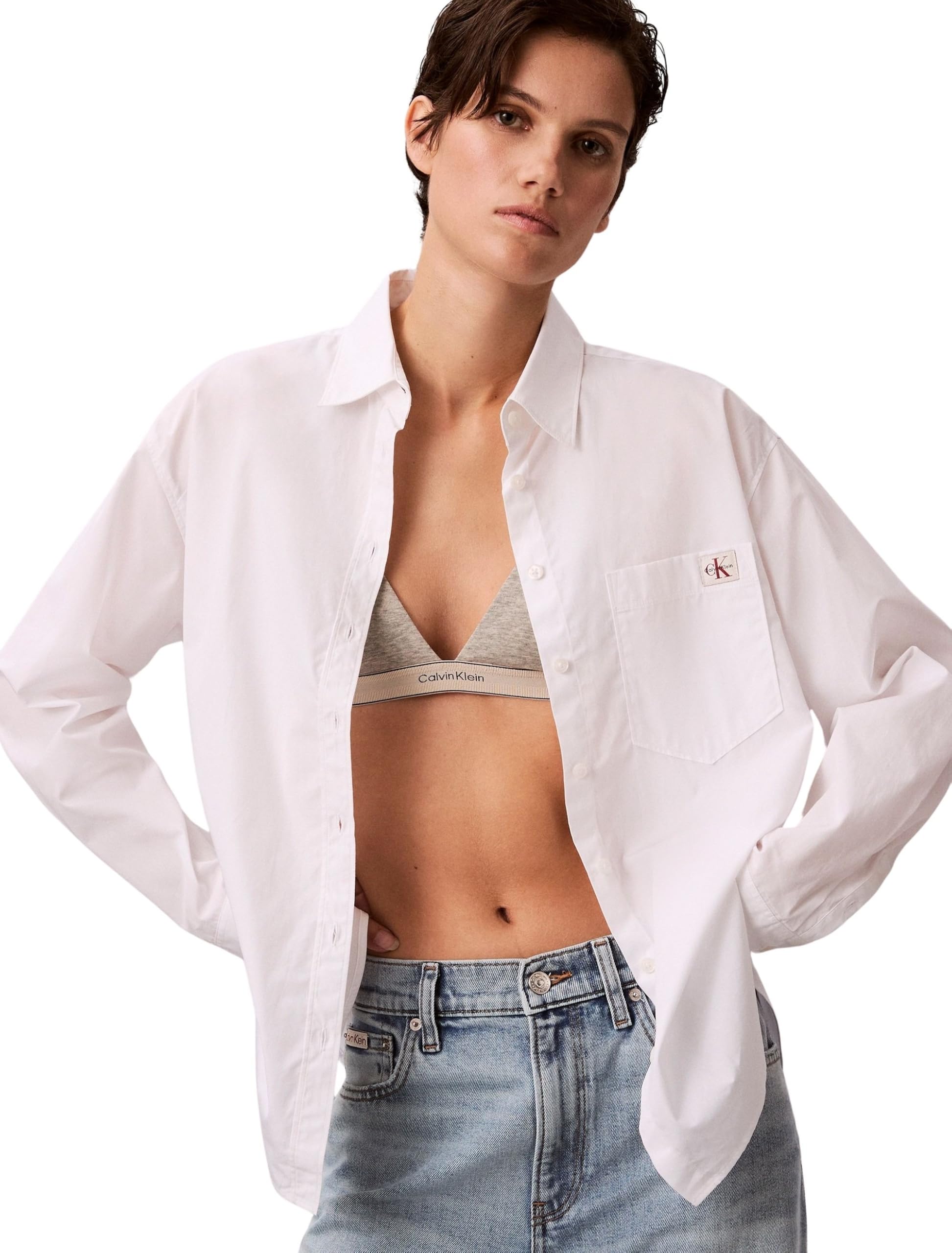 Calvin Klein Cotton Poplin Relaxed Shirt Wove Lv047f147g Altre Camicie Donna