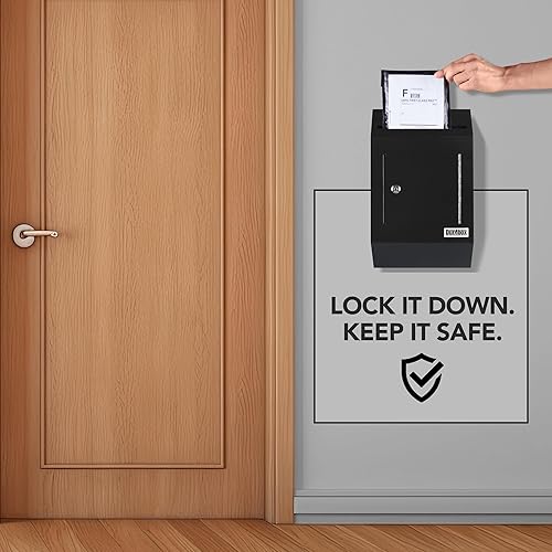 Miniatura 57 de Durabox Caja fuerte de depósito a través de la puerta, 12 x 6 x 15 pulgadas, buzón de acero resistente con cerradura para recibir correo, cheques